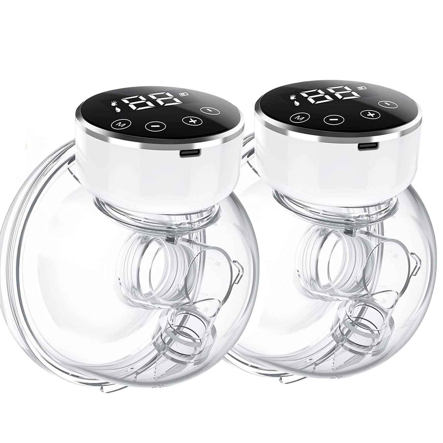 ANYSUN Elektrische Milchpumpe Elektrische Doppelmilchpumpe Hands-Free, 3 Modi & 9 Saugstufen, mit 180 ml,USB-C, LED-Display, BPA-frei, wiederaufladbar, 2-tlg., Wiederaufladbare,für Neumütter&Stillende inkl.17/19/21 mm Flanschen