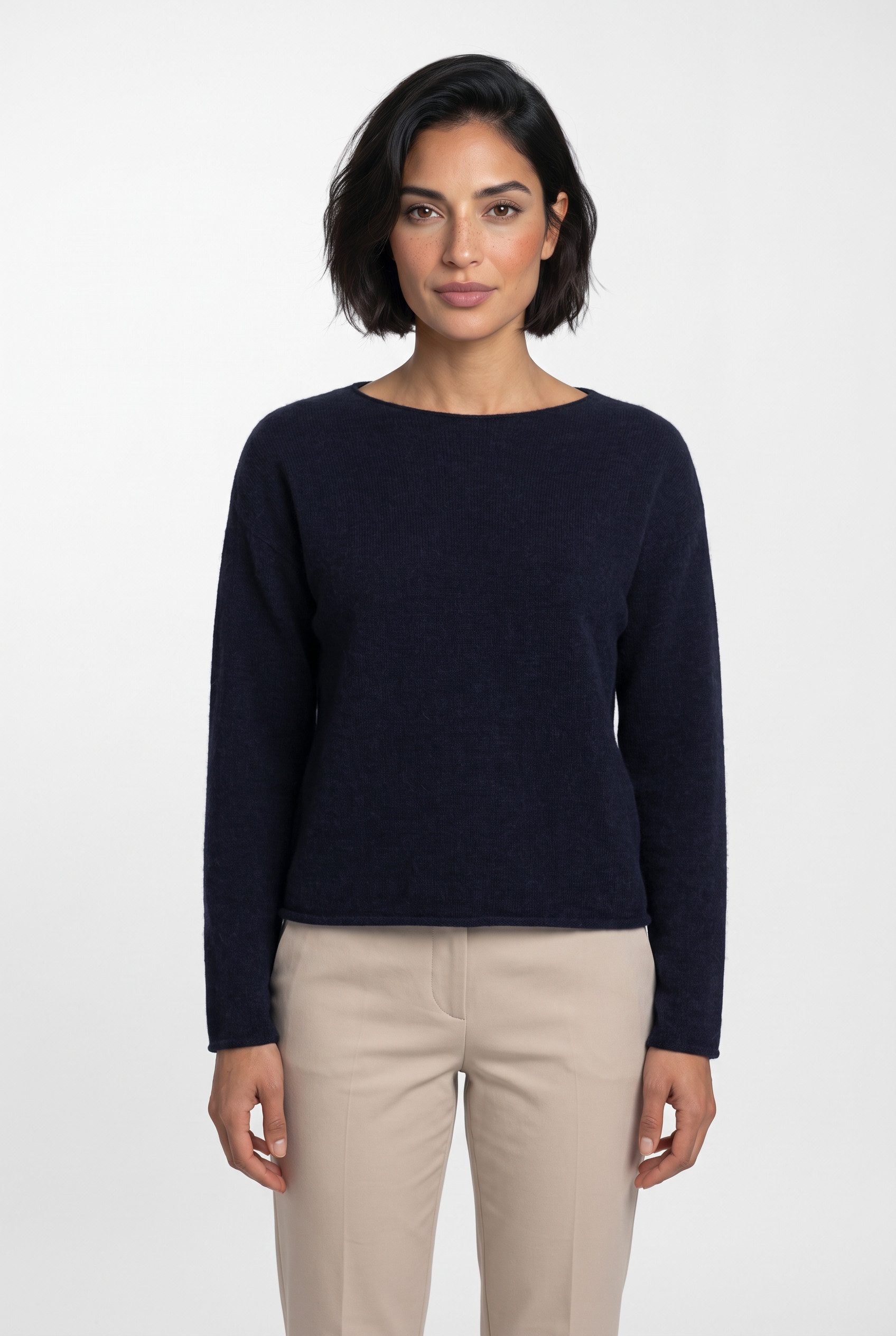 BOSS ORANGE Rundhalspullover Follettino Premium Damenmode mit Alpaka und Wolle, Relaxed Fit