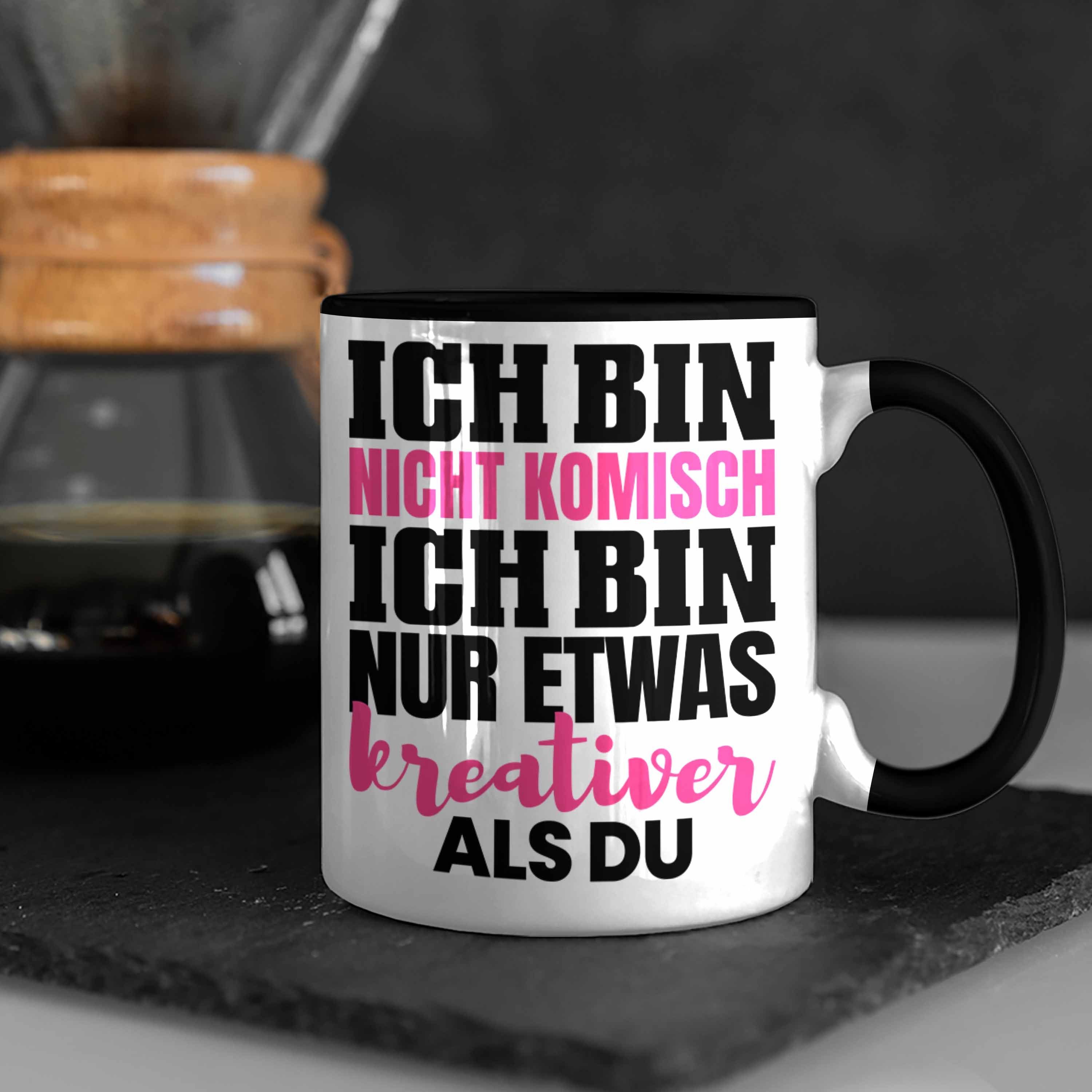 Trendation Tasse Verrückte Schwarz Freundin Crazy Geschenk Tasse Kaffee-Becher Arbeits-Kollegin