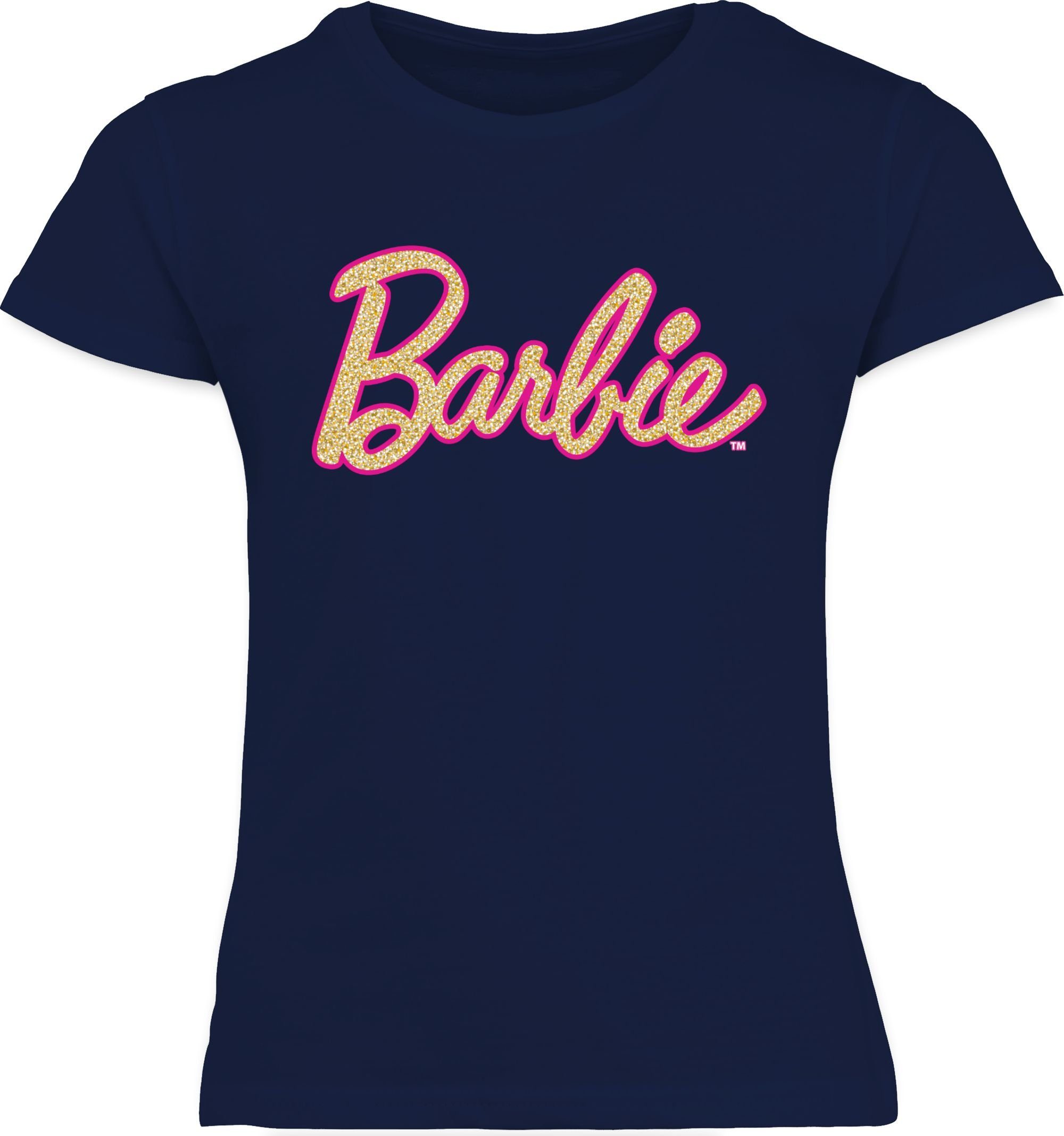 Logo 03 Dunkelblau T-Shirt Mädchen Barbie Shirtracer Glitzer Barbie