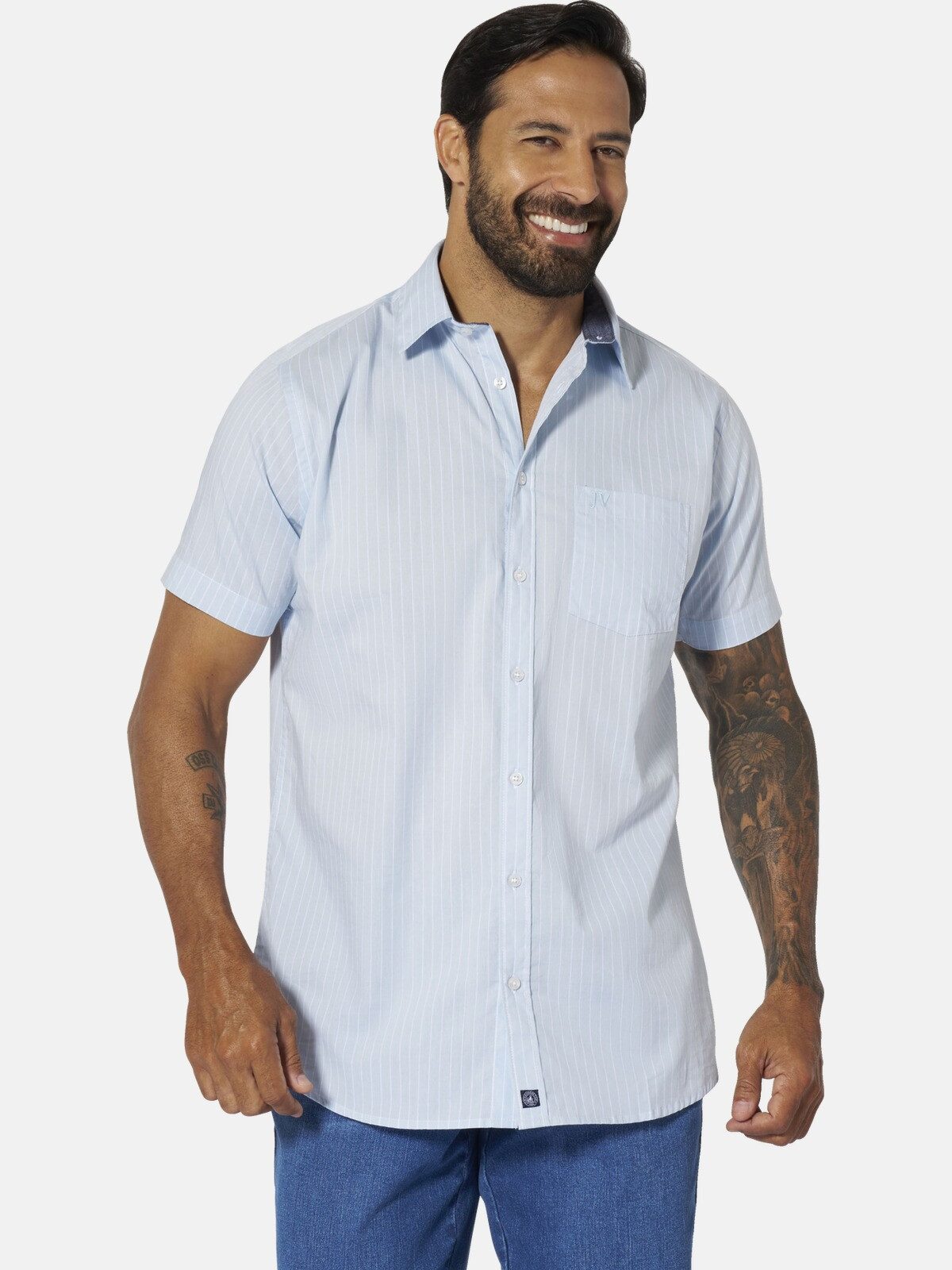 Jan Vanderstorm Kurzarmhemd PERTTU im modischen Streifendesign günstig online kaufen