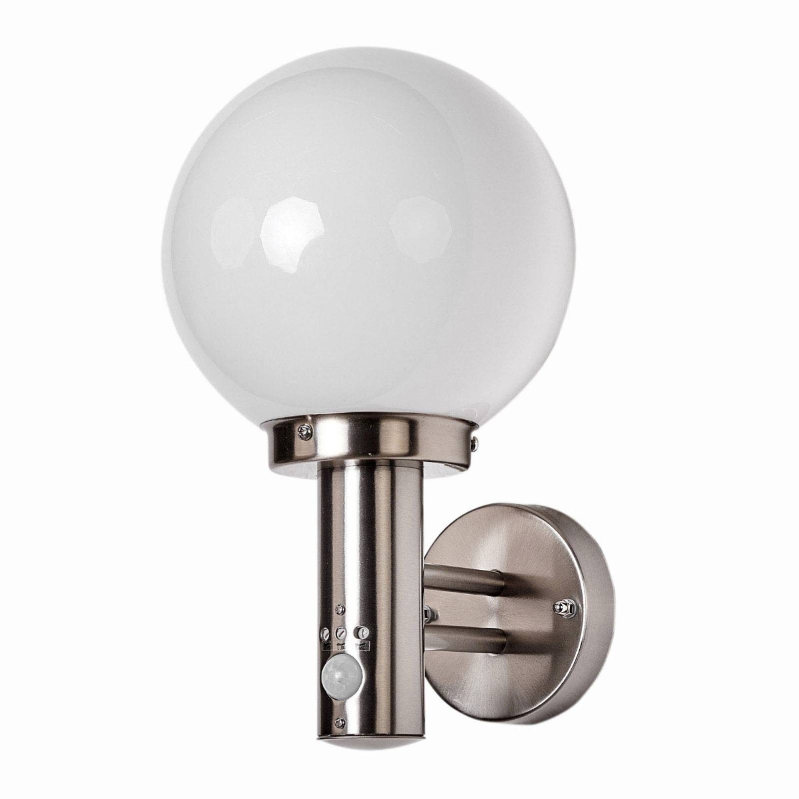 Lindby Außen-Wandleuchte Nada, Edelstahl Alu IP44mit Bewegungsmelder, 1 x 60 W