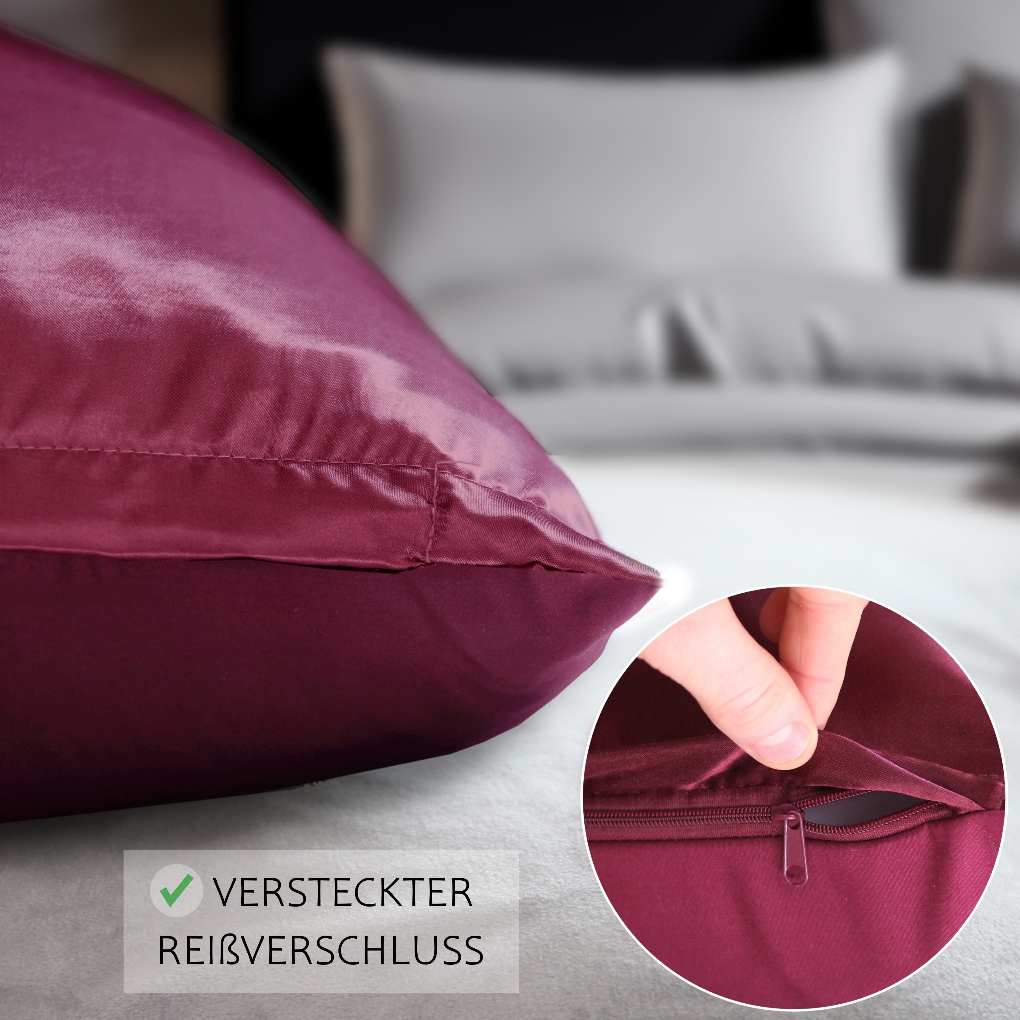 Cozyor Wendebettwäsche Satin glänzend matt 135x200, 155x200, 155x220, 200x200 cm extra weich, Satin & Mikrofaser, 2 teilig, Edel und hochwertig – Bild 5 von 5