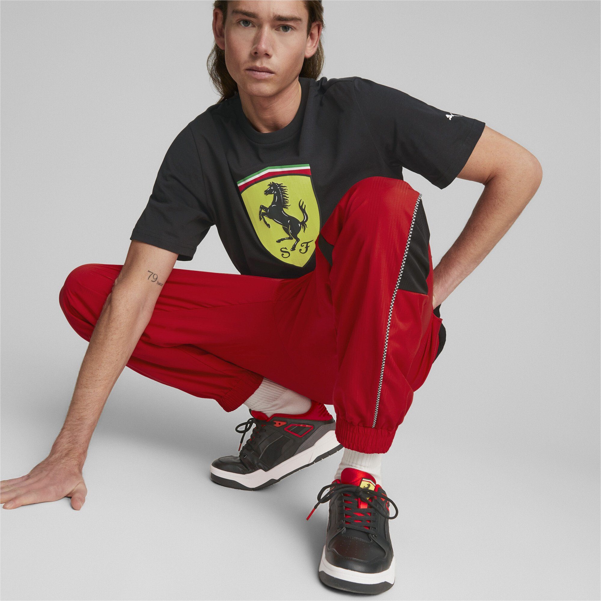 Black Ferrari Herren Big PUMA Scuderia Shield T-Shirt T-Shirt