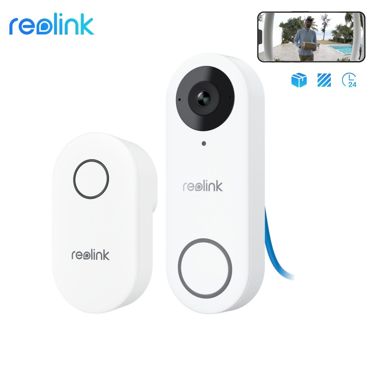 Reolink Smart Home Türklingel Video Doorbell Kamera PoE-Version 5MP (Außenbereich, Innenbereich, Gegensprechfunktion,180° Ultraweitwinkel,Personenerkennung,IP65)