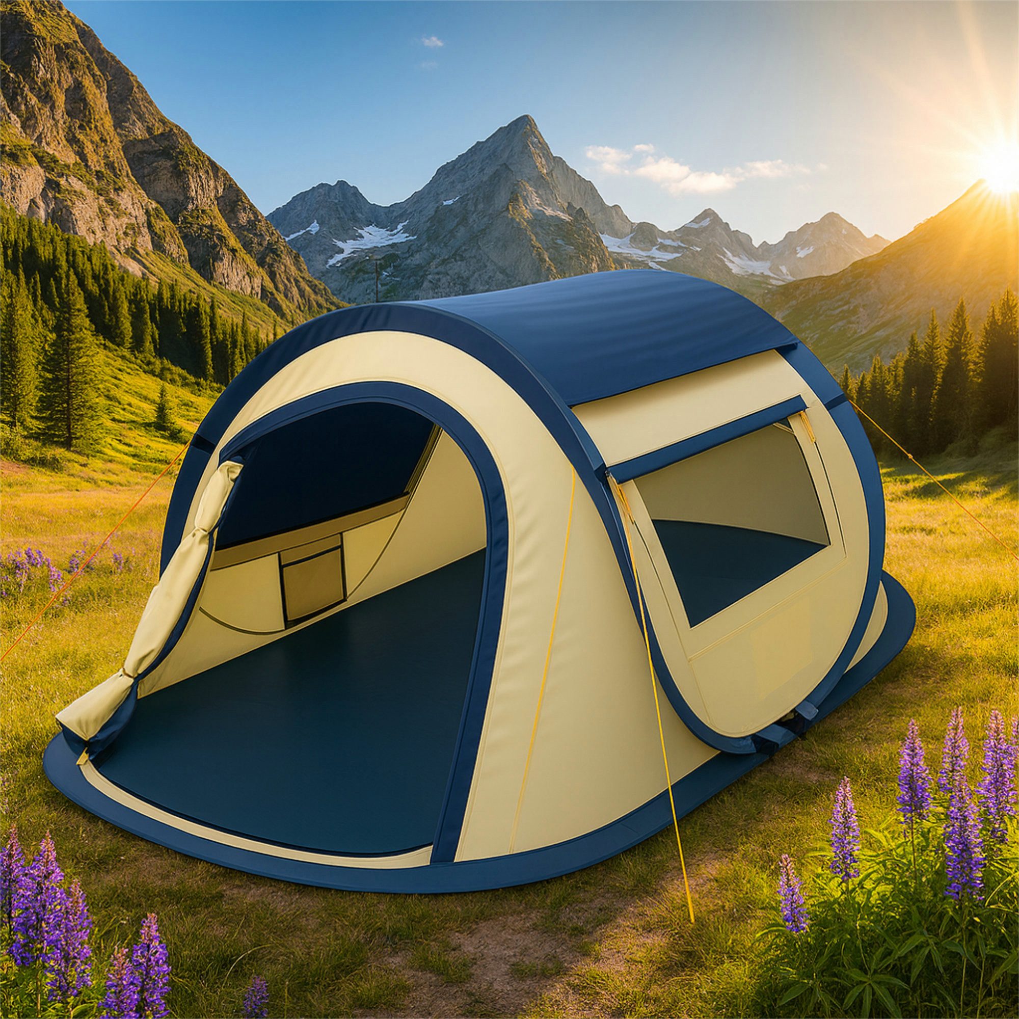 CampFeuer Wurfzelt Zelt Quiki für 2 Personen, Creme / Blau, Wurfzelt Aufbau günstig online kaufen