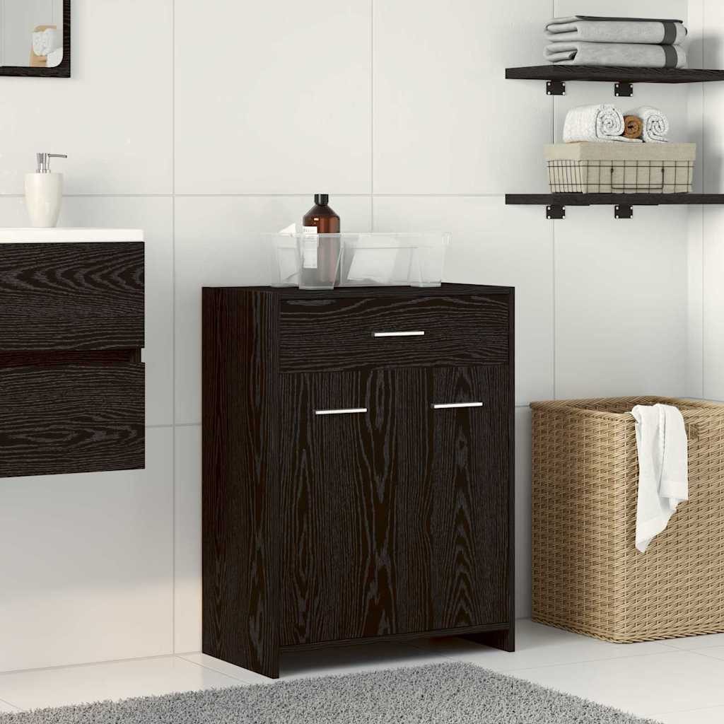 vidaXL Badezimmerspiegelschrank Badezimmerschrank Schwarz Eichen-Optik 60 x 33 x 80 cm (1-St)