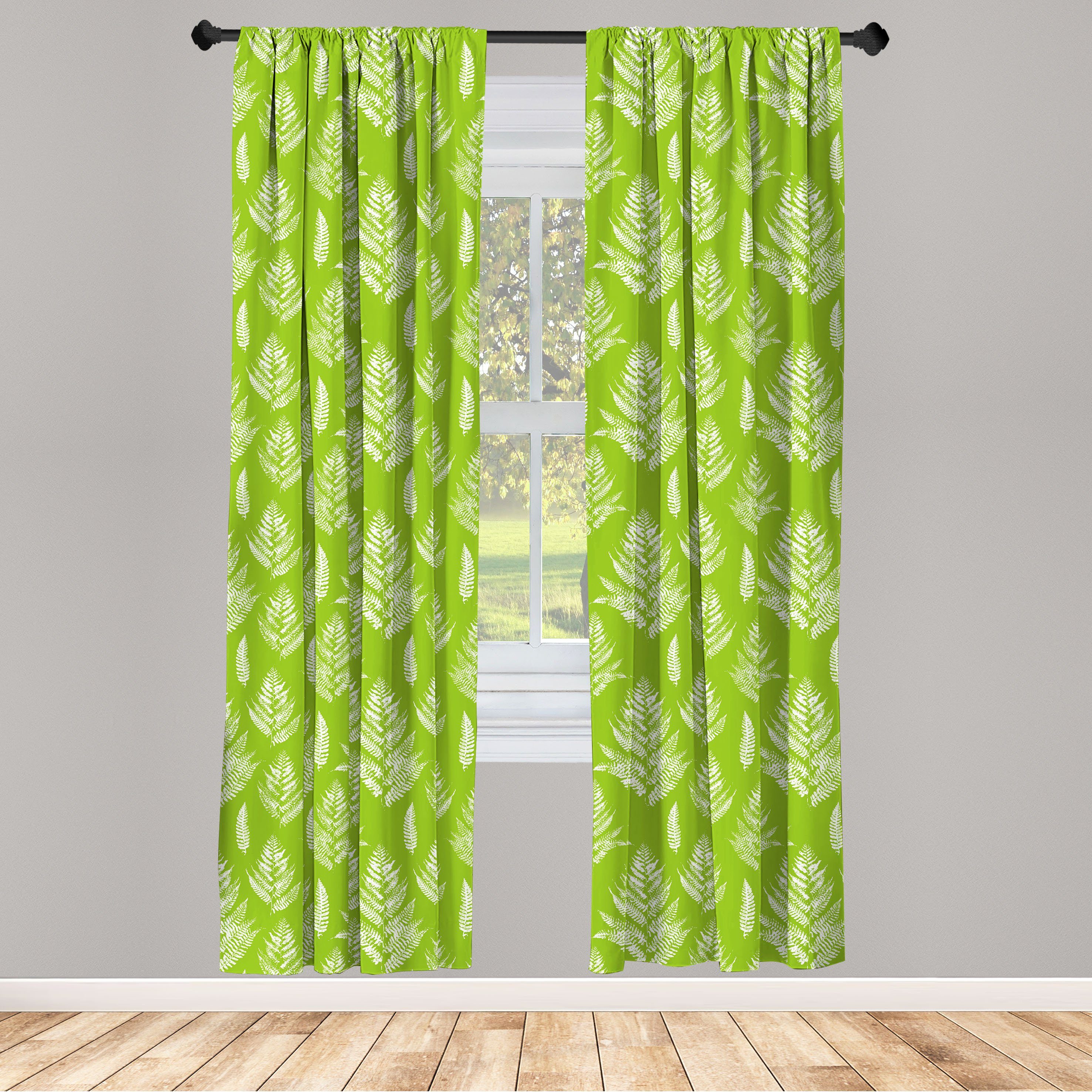 Gardine Vorhang für Wohnzimmer Schlafzimmer Dekor, Abakuhaus, Microfaser, Blätter Fern Kräuter mit Farben-Flecken