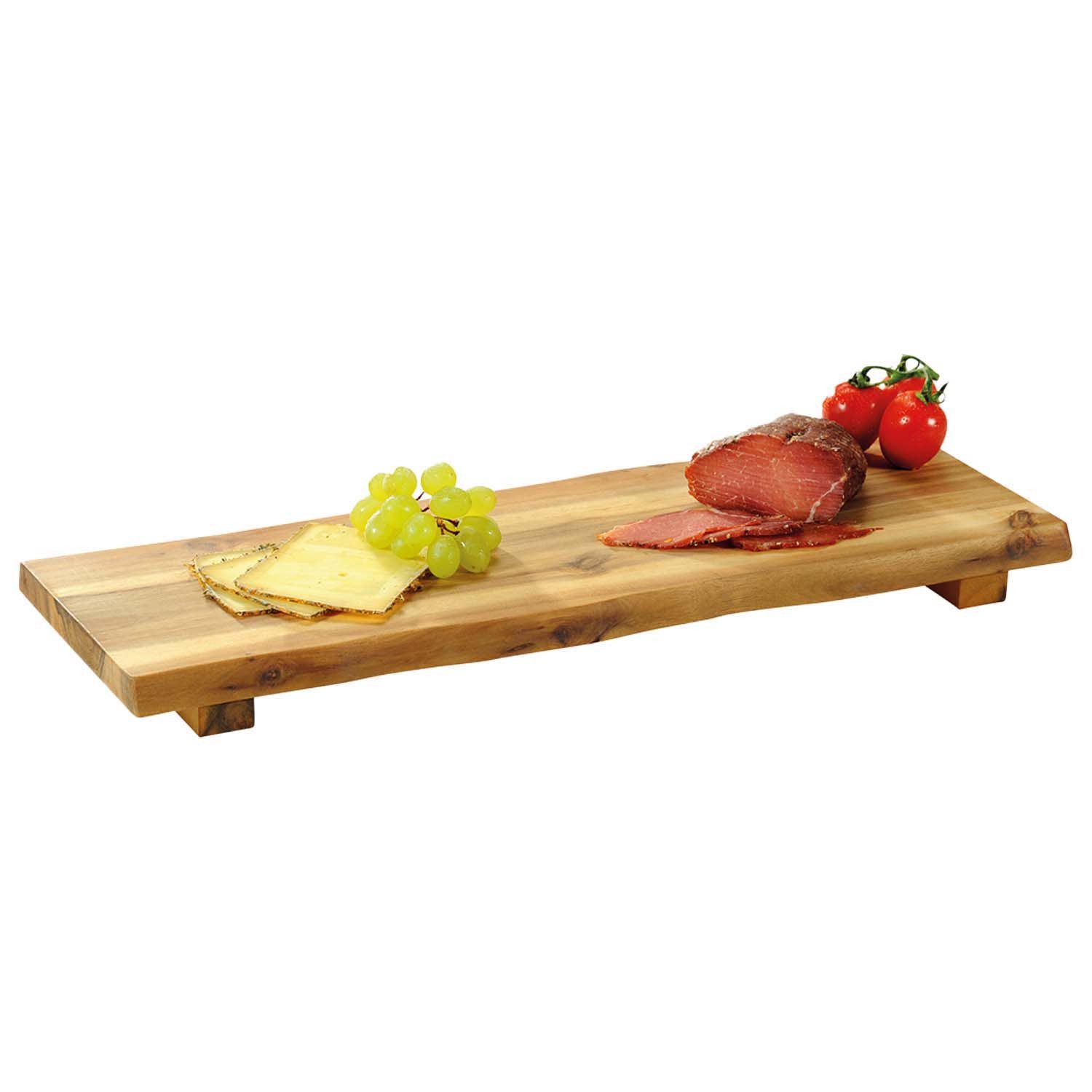 Kesper Servierbrett 4 Stück Servierbrett mit Füßen, Akazie - 53 x 19cm, Holz, (4-St), mit Füßen für einen sicheren Stand