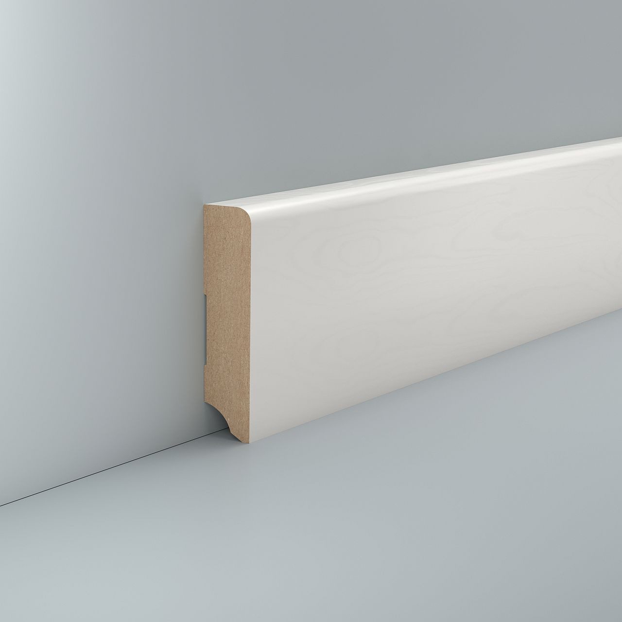 Südbrock Sockelleiste Sockelleiste weiß MDF 19 x 80 mm Foliert RAL 9010 Fußleiste, L: 240 cm, H: 8 cm, 1-St.