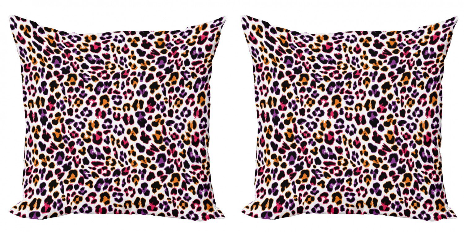 Kissenbezüge Modern (2 Accent Stück), Safari-Leopard-Tier-Motiv Abakuhaus Doppelseitiger afrikanisch Digitaldruck