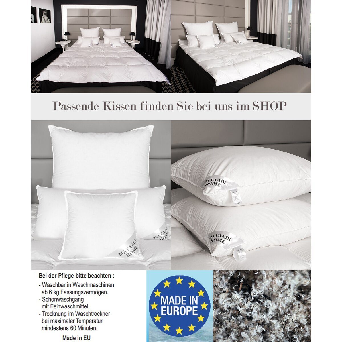 Mayaadi Home Baumwollbettdecke HS92 Daunendecke Decken 220x240 cm 70% DAUNEN -, Füllung: 70% Daunen 30% Federn, Bezug: Baumwolle