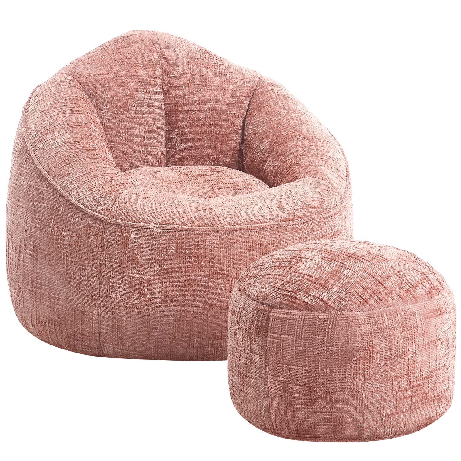 Lexzurn Sitzsack Sitzsack Lazy Sofa Gaming Sitzsack mit Hocker, Sitz Sack mit (Granularer-MemorySchwamm Füllung, Lounge Sessel, Lounge Stuhl, 97x93x77 cm Couch für Erwachsene und Kinder), Weich und Formstabil, Für Schlafzimmer, Büro und Wohnzimmer