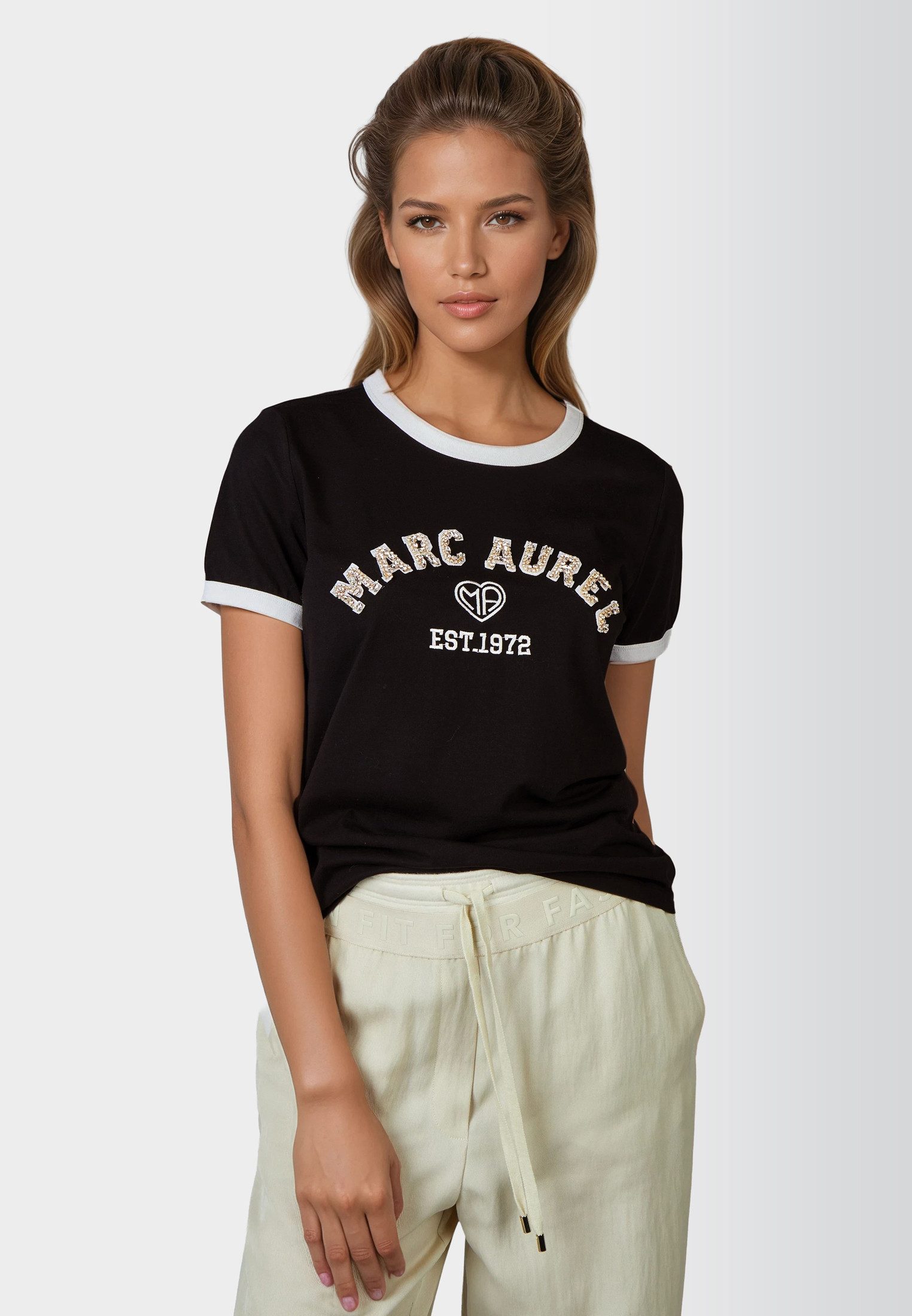 MARC AUREL T-Shirt mit Strassapplikation günstig online kaufen