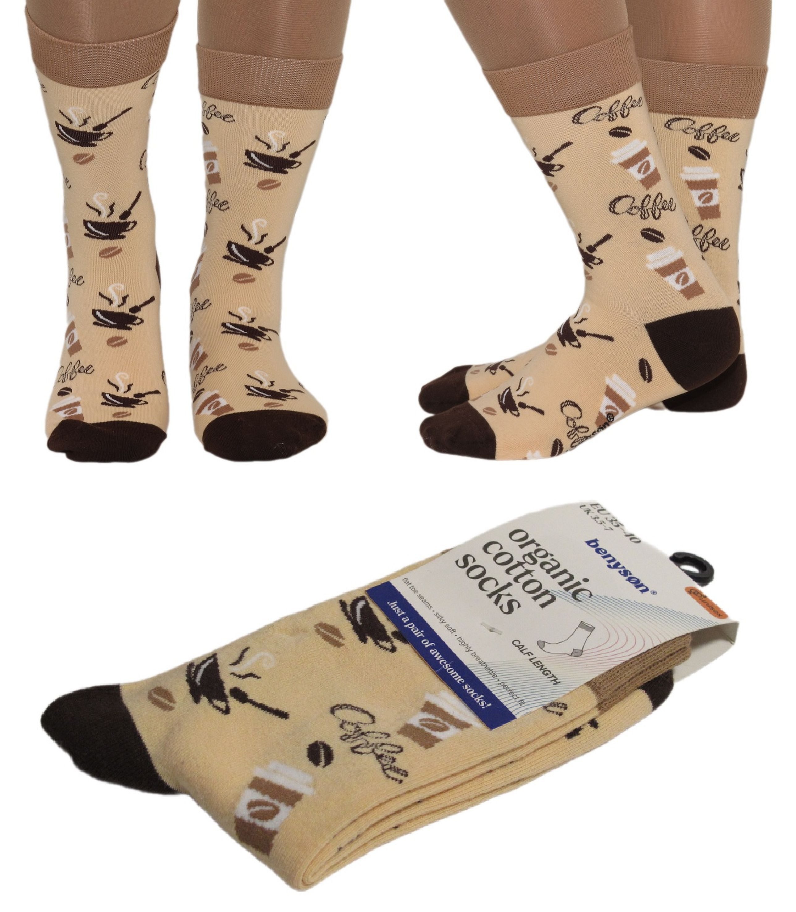 Socken 2 Paar Socken Strümpfe Damen Herren Unisex Cotton Kaffee Coffee Gr.