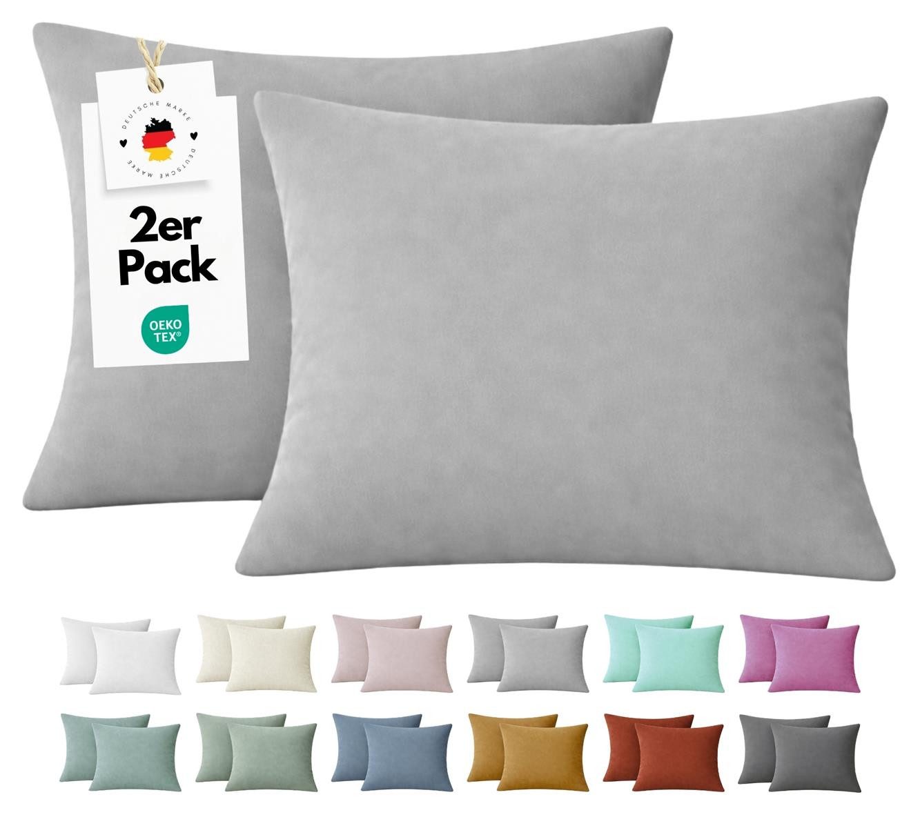 Carpe Sonno Kissenbezug 40 x 40 / 40 x 80 / 80 x 80 Kopfkissenbezug Kissenhülle Kissenbezug, (2 Stück), 100% Baumwolle & OEKO-TEX® zertifiziert - 80x80 cm Grau