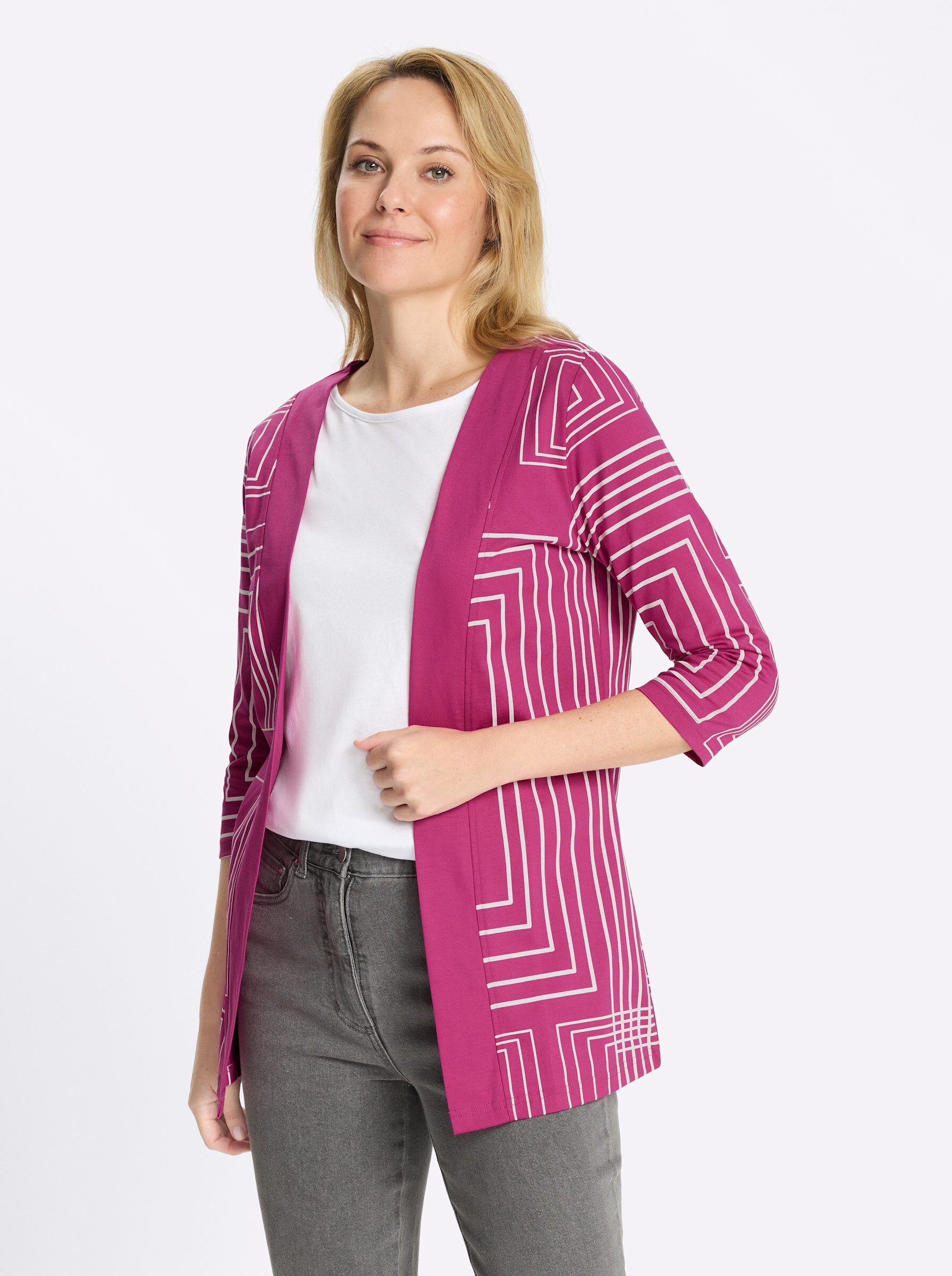 Sieh an! Shirtjacke Long-Shirtjacke 3/4-Arm