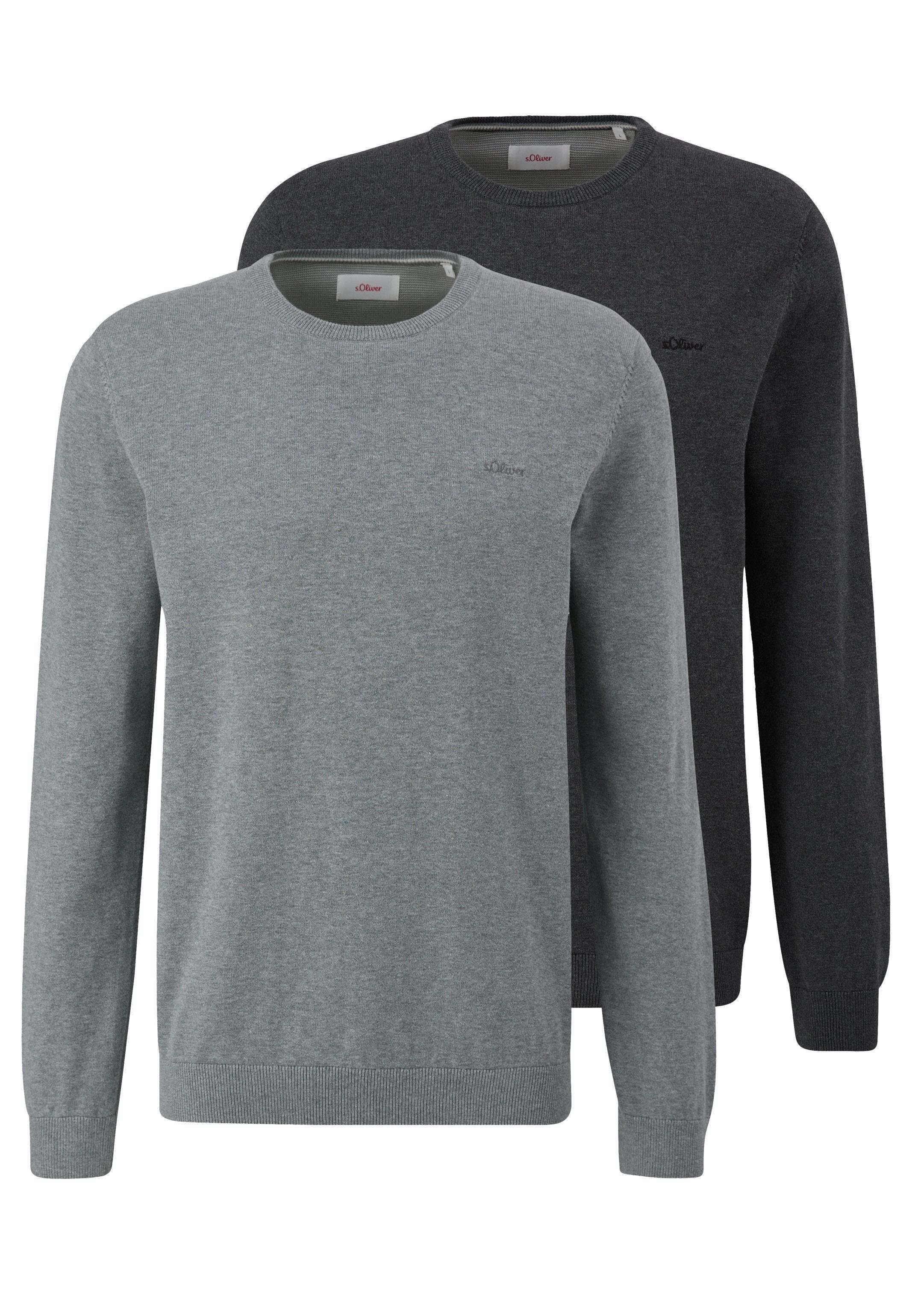s.Oliver Rundhalspullover 2er Pack Basic (Spar-Set, 2-tlg) Pullover - Baumw günstig online kaufen