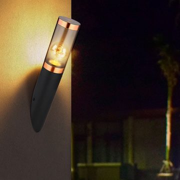 Globo Außen-Wandleuchte, Leuchtmittel nicht inklusive, Wandleuchte Außenwandlampe Edelstahl Garten Lupfer rauch