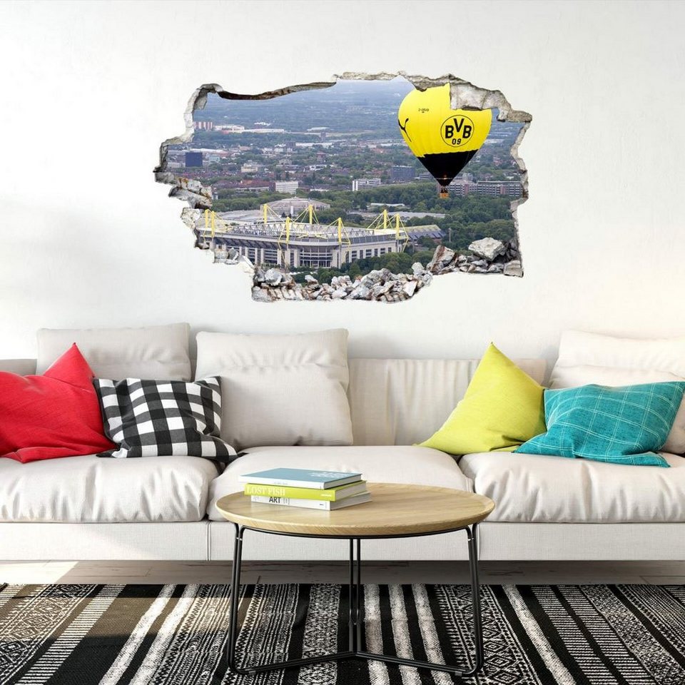 3D (1 Fußball selbstklebend, Heißluftballon Wandtattoo St), Wall-Art BVB entfernbar