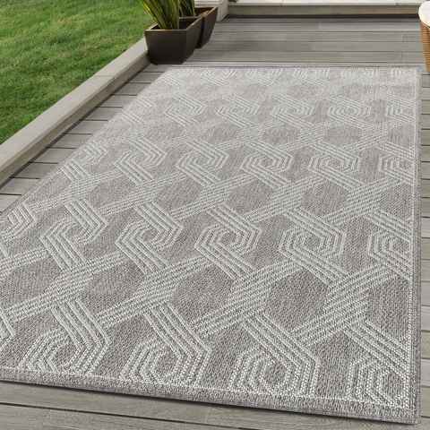 Outdoorteppich Geometrisch Design, Carpettex, Läufer, Höhe: 7 mm, Outdoor Teppich Geometsisch Design Wetterfest Terrasse Balkon Küche