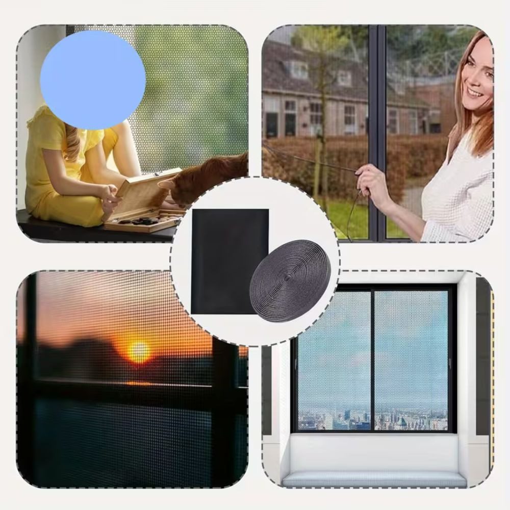 LIVINO Fliegengitter-Gewebe 6er Fliegengitter Fenster 130x150cm Weiß zuschneidbar ohne Bohren, (Mehrteiliges Fenster Netz Set, 6 Stück Fliegengitter Set), Selbs – Bild 5 von 5