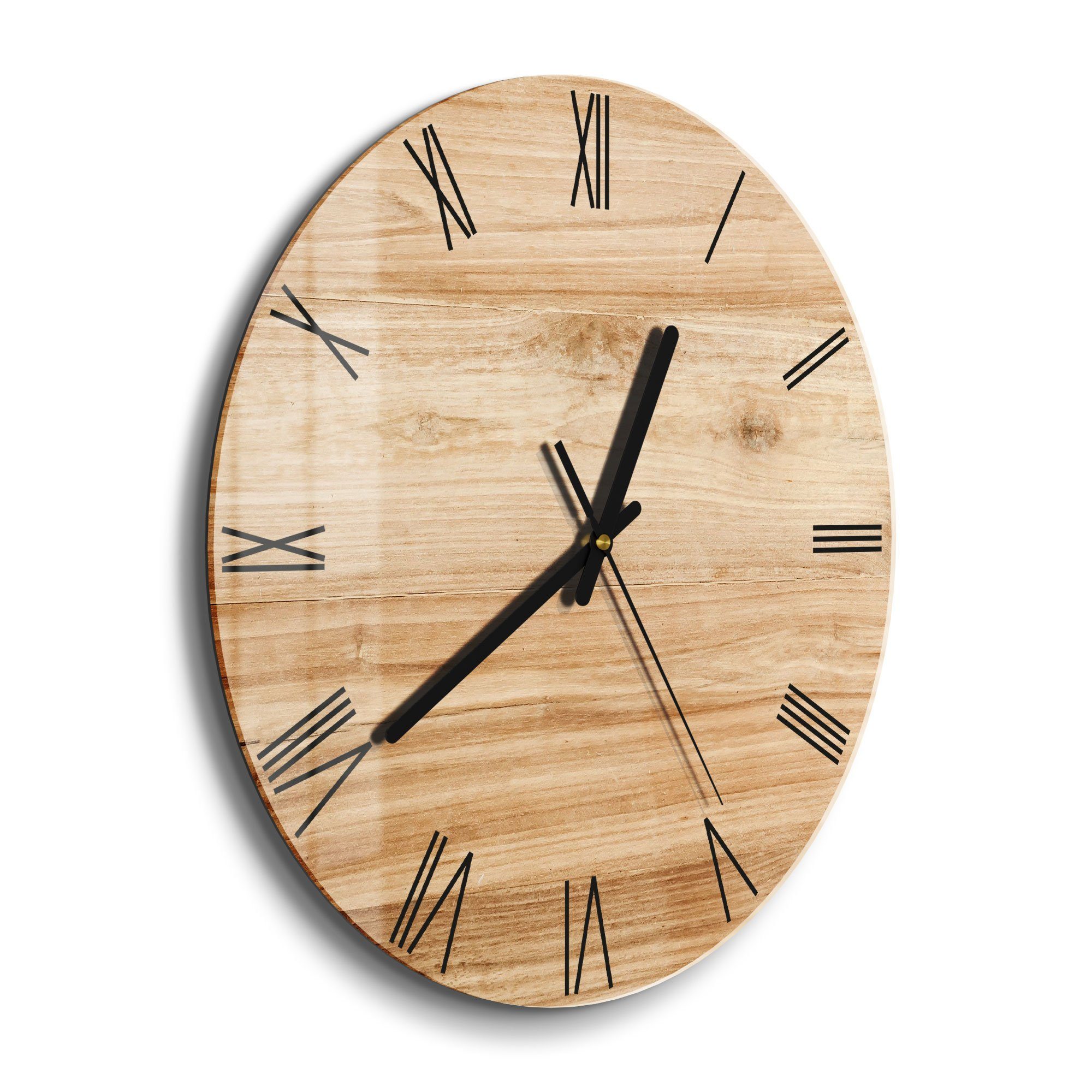DEQORI Wanduhr 'Holzstruktur detailliert' (Glas Glasuhr günstig online kaufen