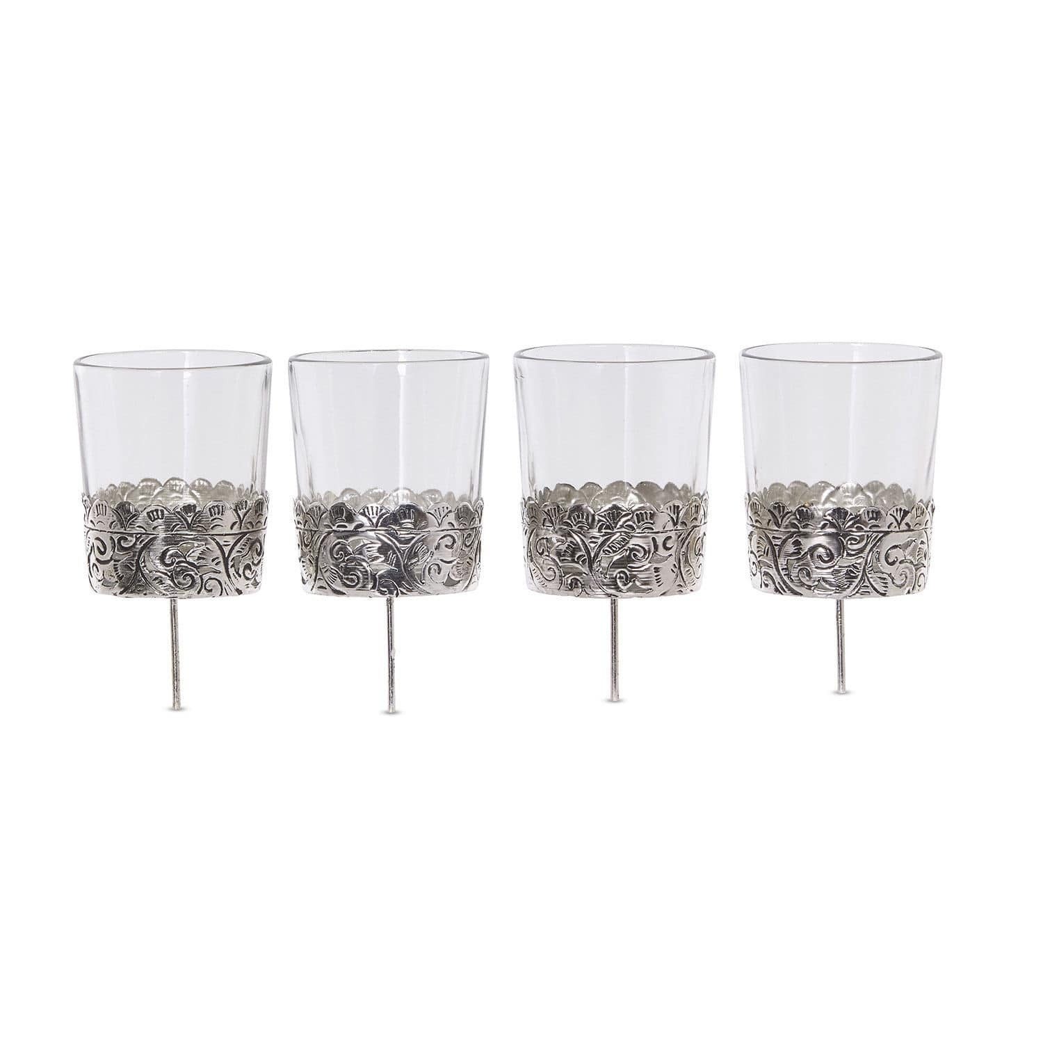 Mirabeau Adventskranz Windlicht 4er Set Pinelle klar/silber