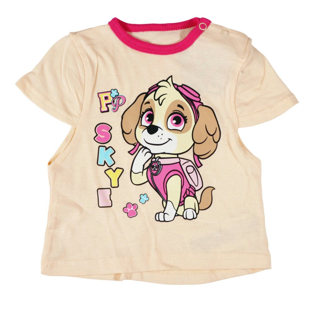 PAW PATROL Print-Shirt Paw Patrol Skye Mädchen Baby Kurzarm Shirt plus Shorts 100% Baumwolle, Gr. 62 bis 86