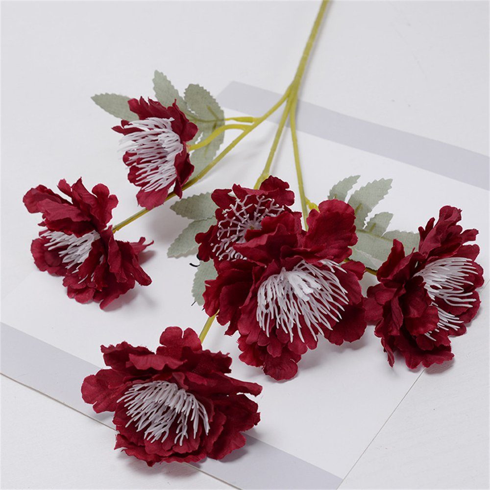10pcs Pfingstrose Blume,Hochzeit Rouemi, Blume, Gefälschte Künstliche Kunstblumenstrauß Heimdekoration Rot