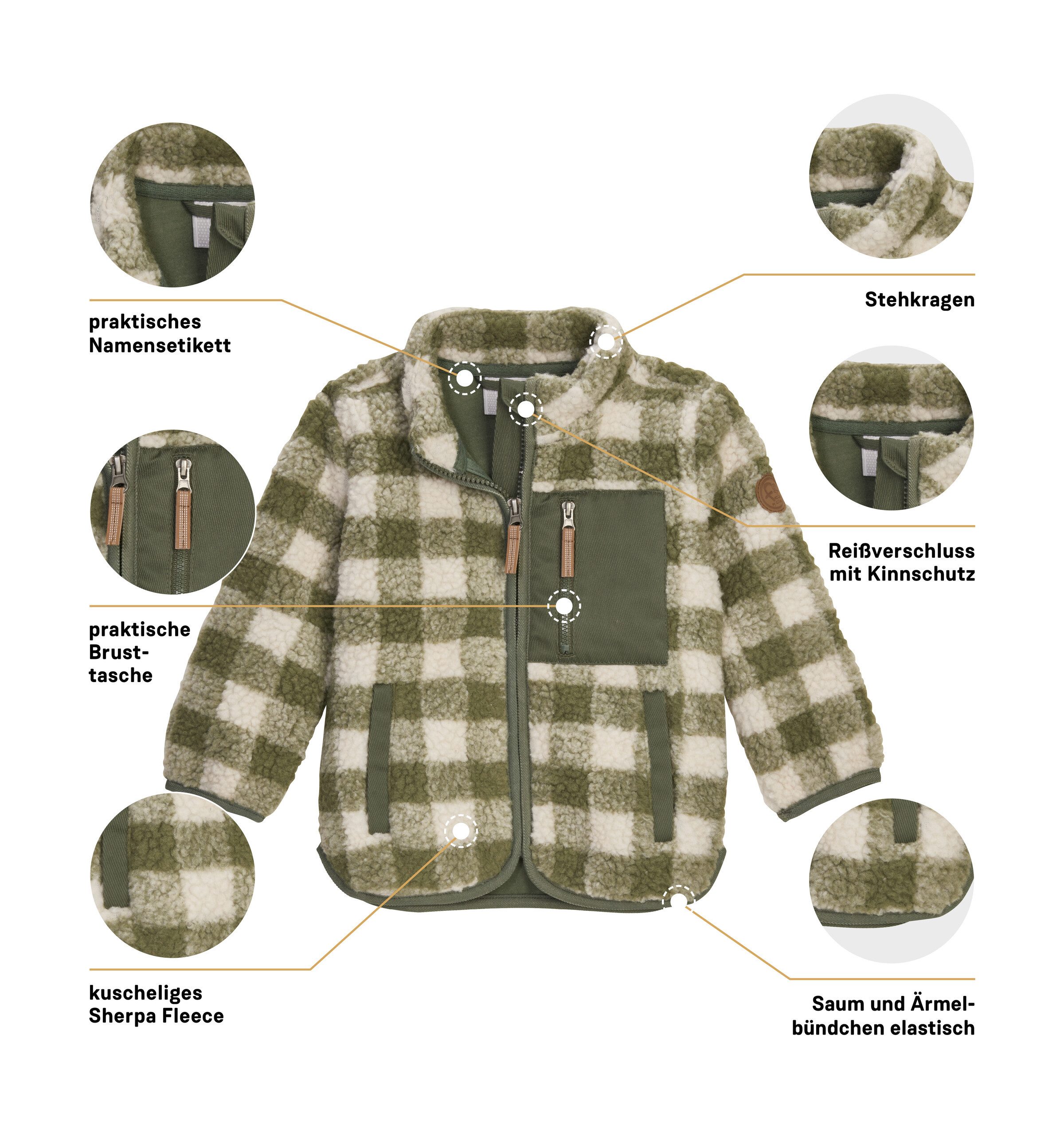 first instinct by killtec Fleecejacke FIOW 50 MNS FLC JCKT Sherpa Fleecejacke mit Karomuster, Kinnschutz und Namensetikett – Bild 5 von 5