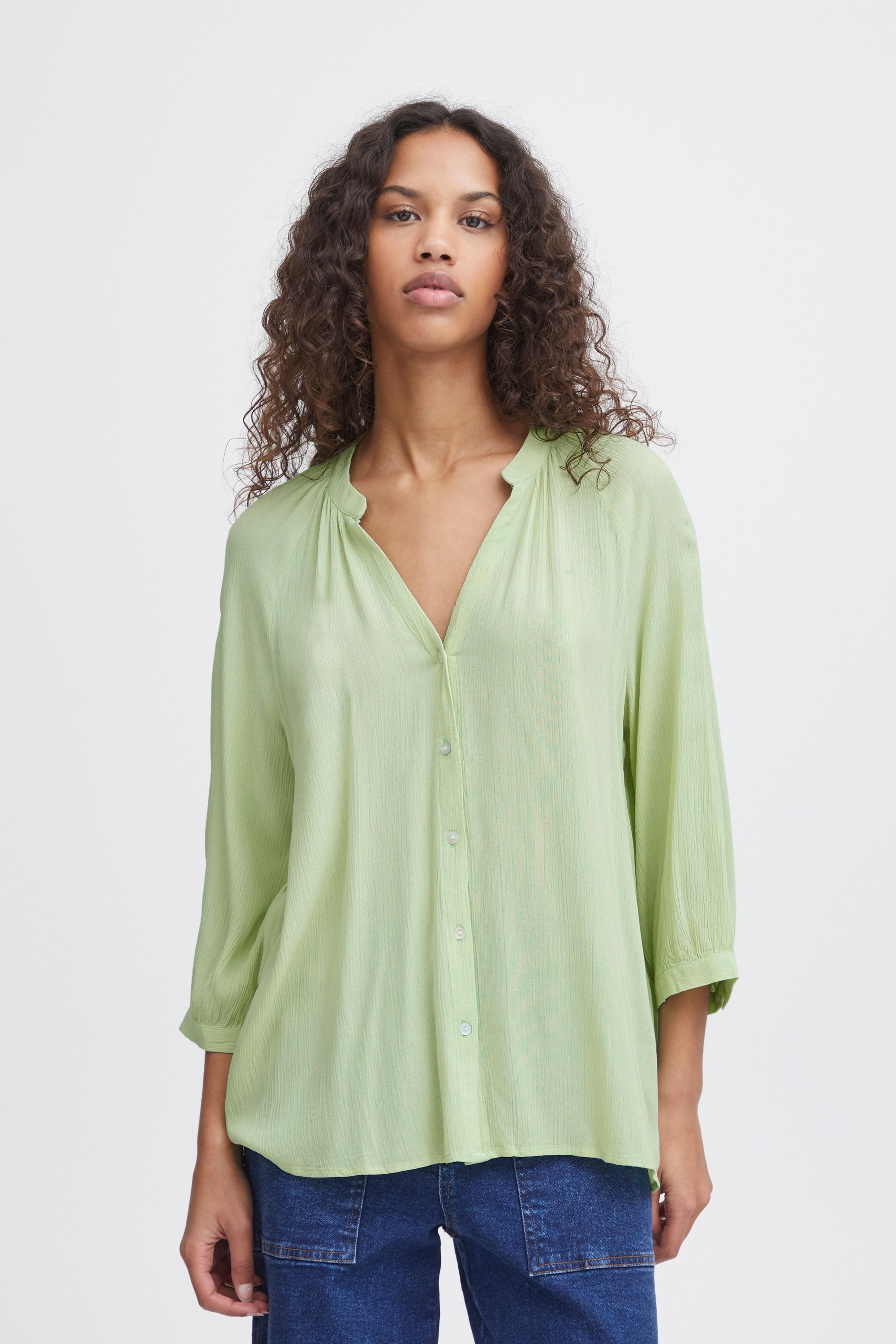 Ichi Shirtbluse IHMARRAKECH SO SH4 sommerliche Bluse mit Serafino-Kragen