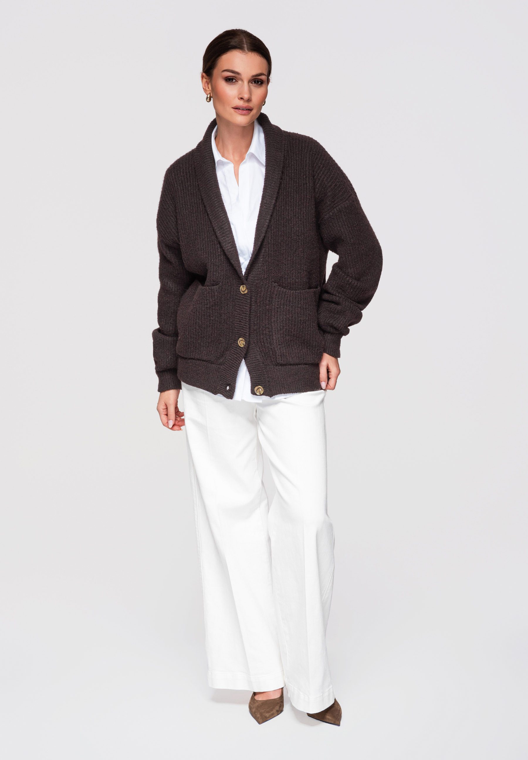 OMBRE Cardigan Strick-Cardigan bis zur Hüfte mit lockerem Schnitt