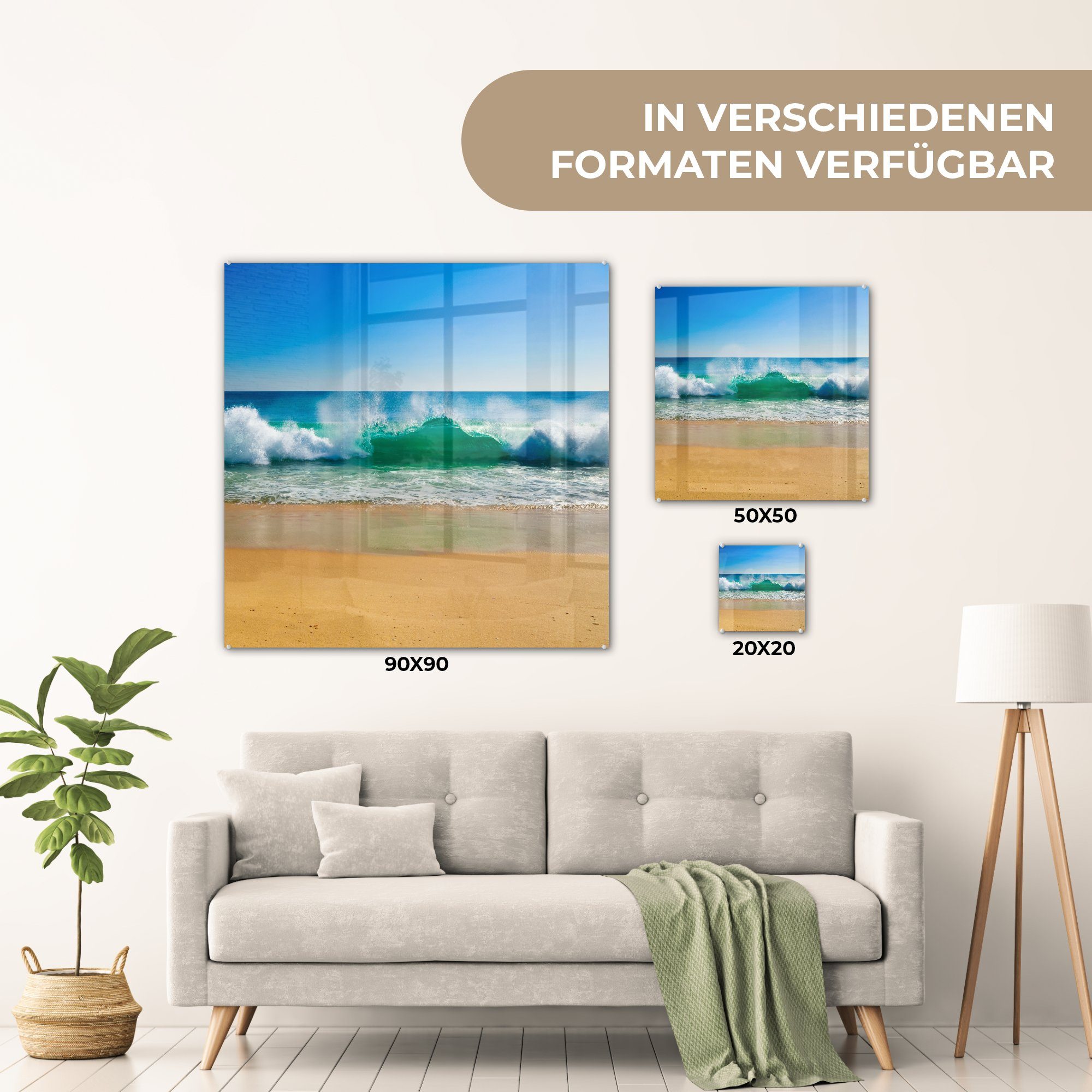 Golf - MuchoWow - auf Strand, - Acrylglasbild Glas - Wandbild Glasbilder Glas - auf Bilder St), Meer Wanddekoration Foto (1