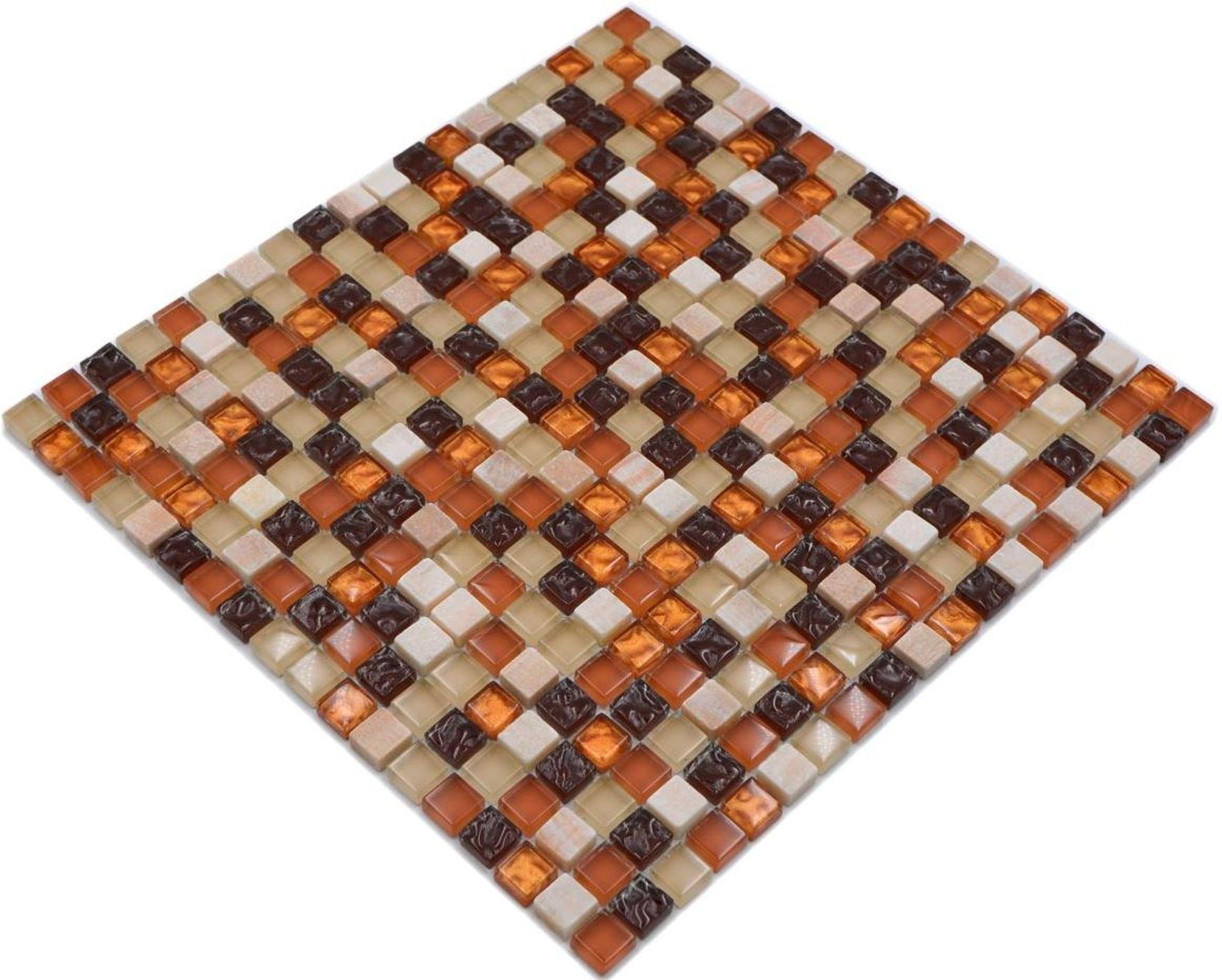 Mosani Mosaikfliesen Glasmosaik Naturstein Mosaikfliese beige braun creme
