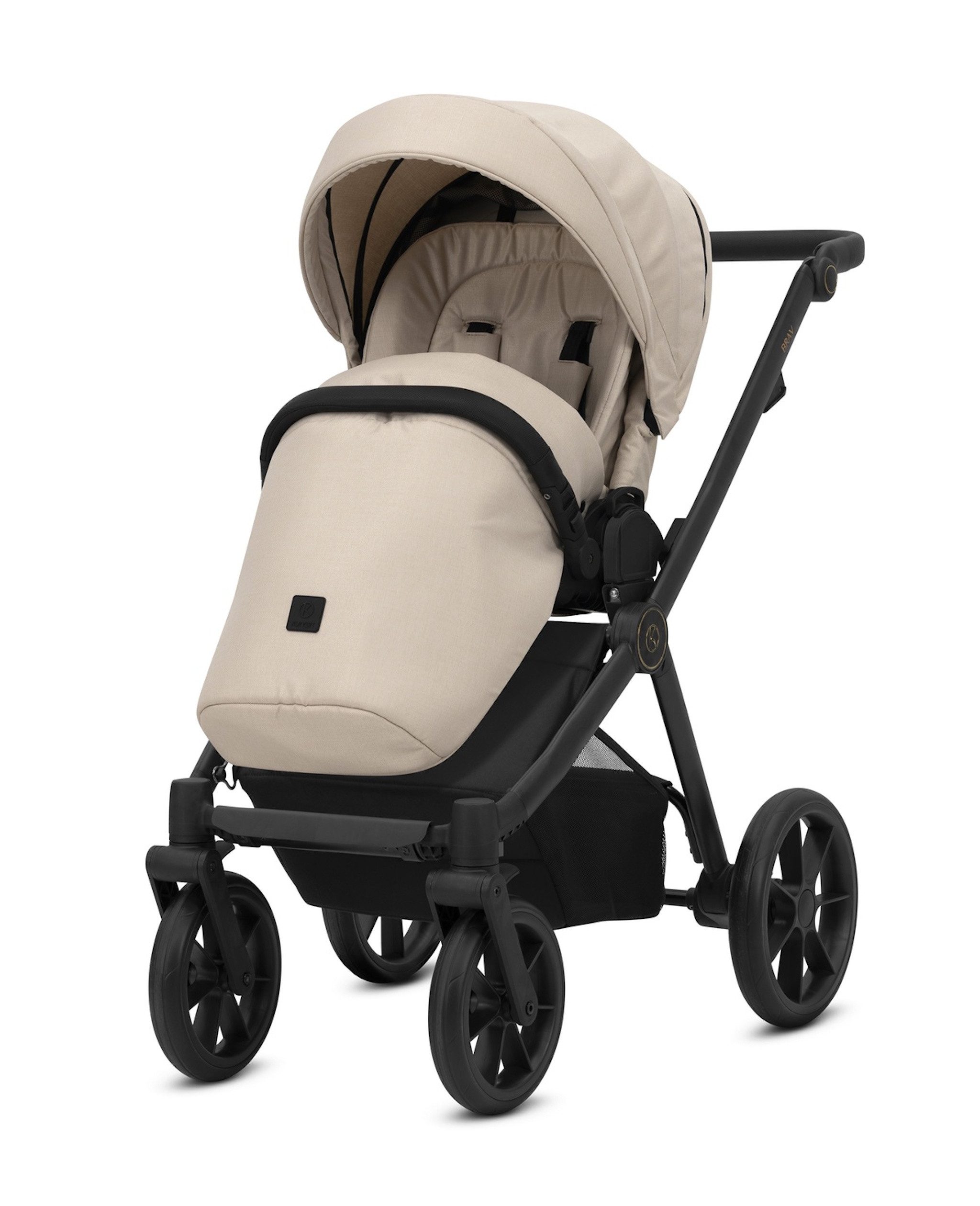 KUNERT Kombi-Kinderwagen BRAV 3 in1 Kinderwagen mit schwarzem Rahmen, Gelrädern und Autositz, Leichtes Aluminiumgestell, 5-Punkt-Sicherheitsgurte
