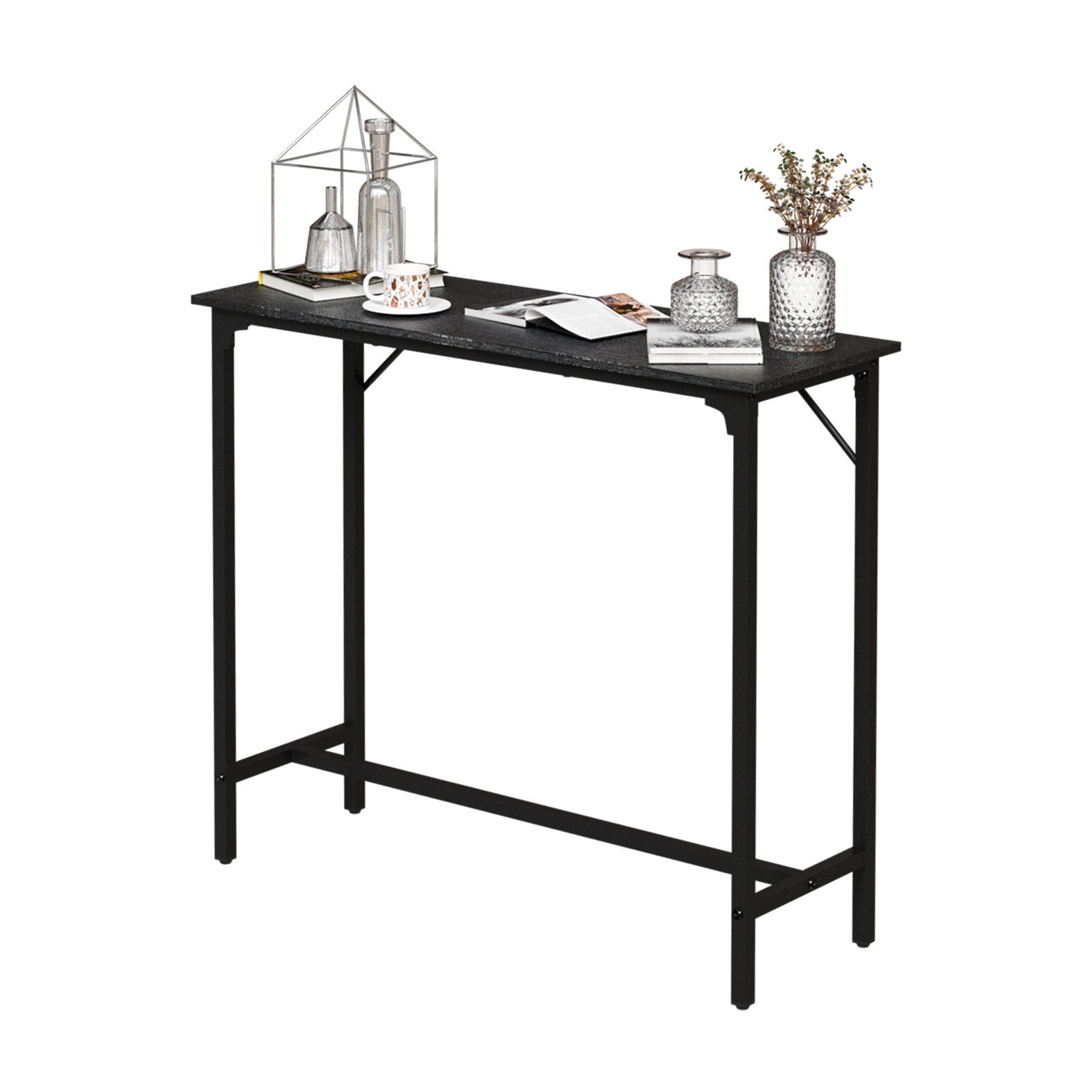 FANNOU Bartisch Küchentisch, Küchentresen, rechteckiger Stehtisch Metallgestell, einfacher Aufbau, MDF-Oberseite & Metallgestell, für Küchen-/Bartheke