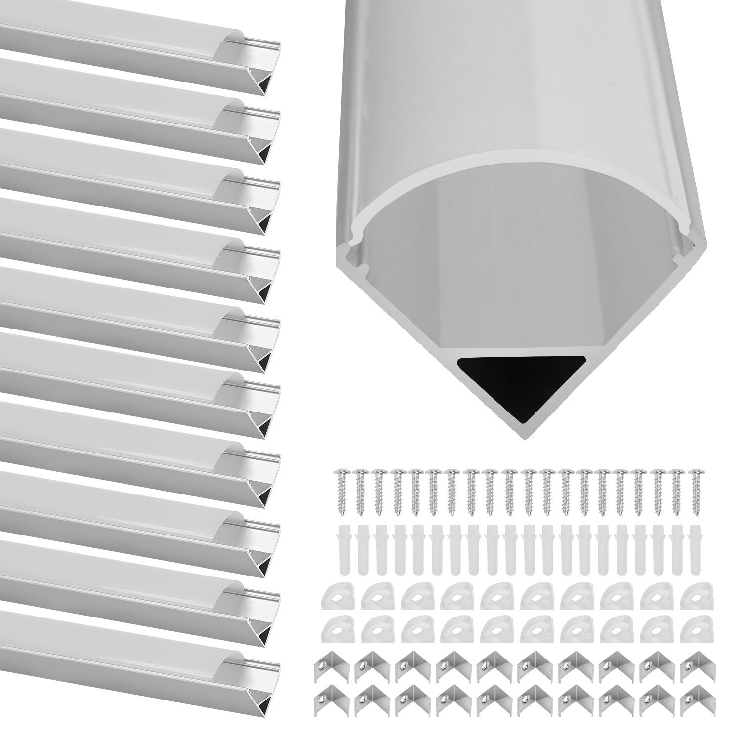 Gimisgu LED-Stripe-Profil Aluminium 1m 10x form LED Profil Aluprofil Alu Leiste Schiene V/U