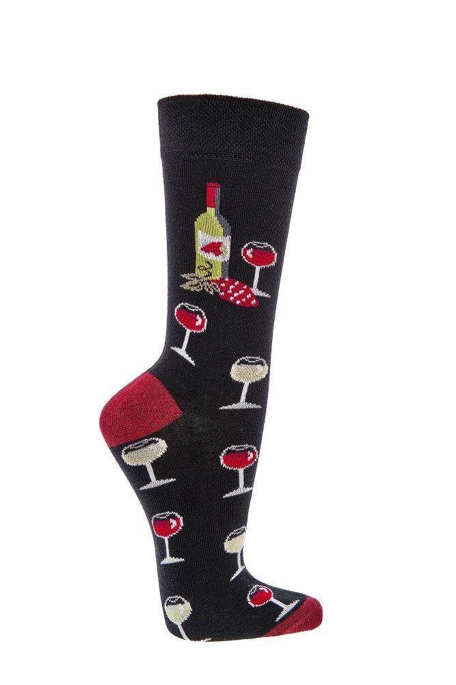 Socks 4 Fun Freizeitsocken Socks 4 Fun Weintrinker Vino Damen Herren 2er Bündel (2-Paar, 2 Paar)