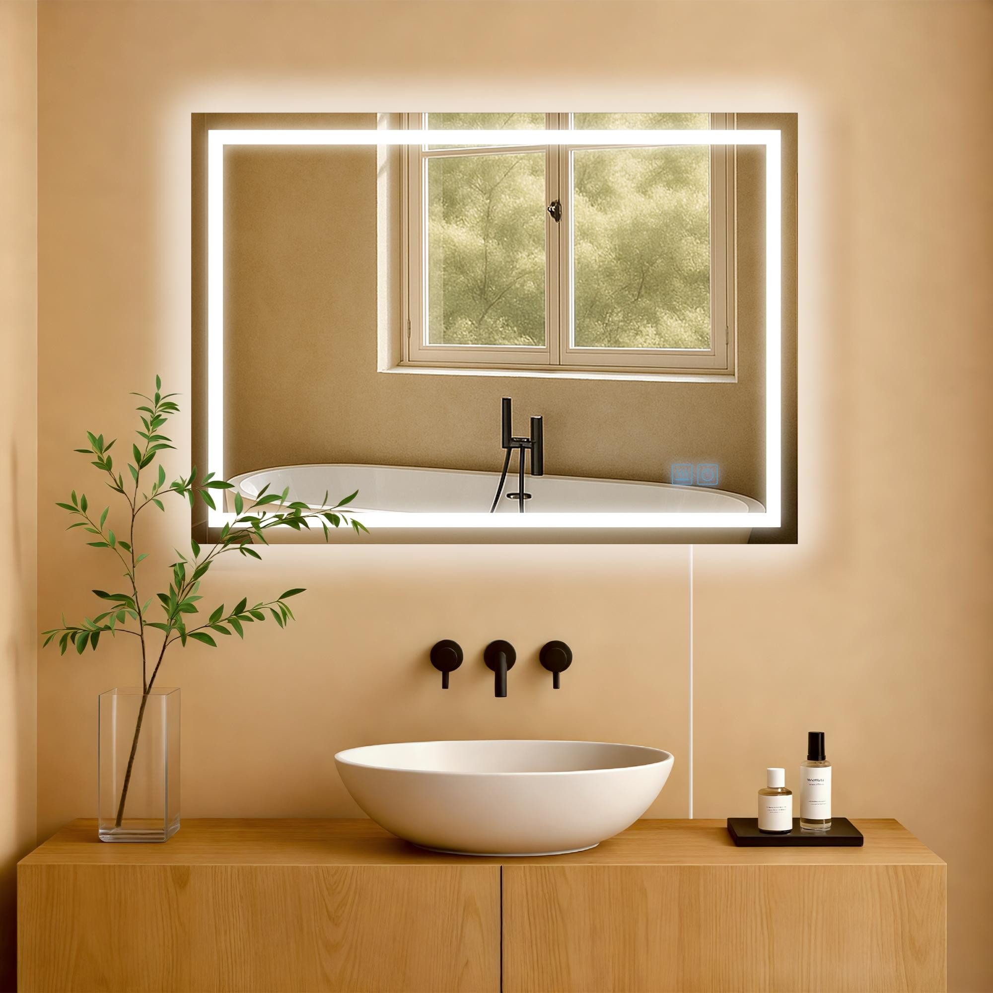 CLP Wandspiegel Jaffrey (1er), Anti-Beschlag, LED-Licht, dimmbar, 3 Modi, I günstig online kaufen