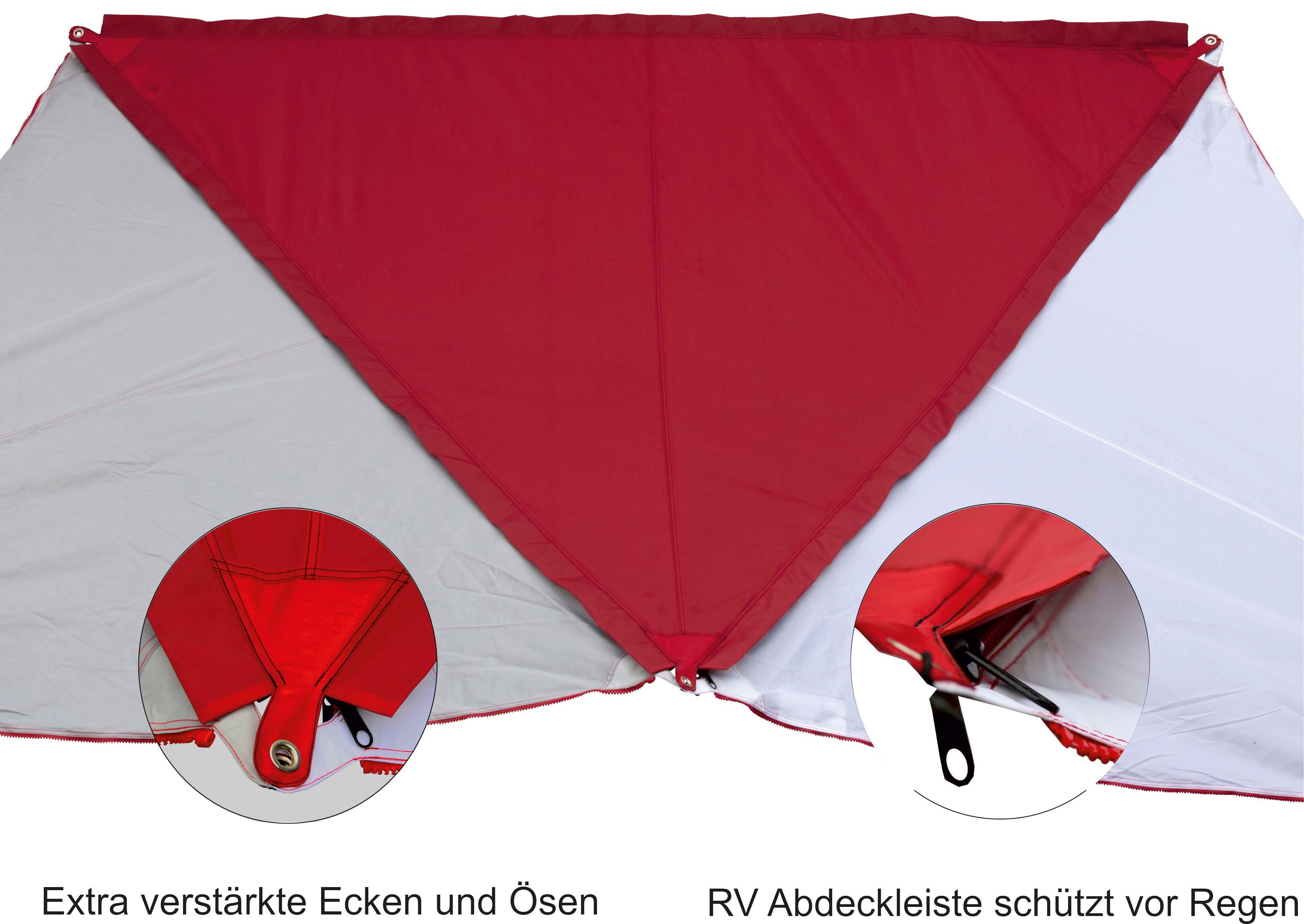 Zip-Protect schwarz Single Canvas / RV BENT mit rot RV-Abdeckung Sonnensegel
