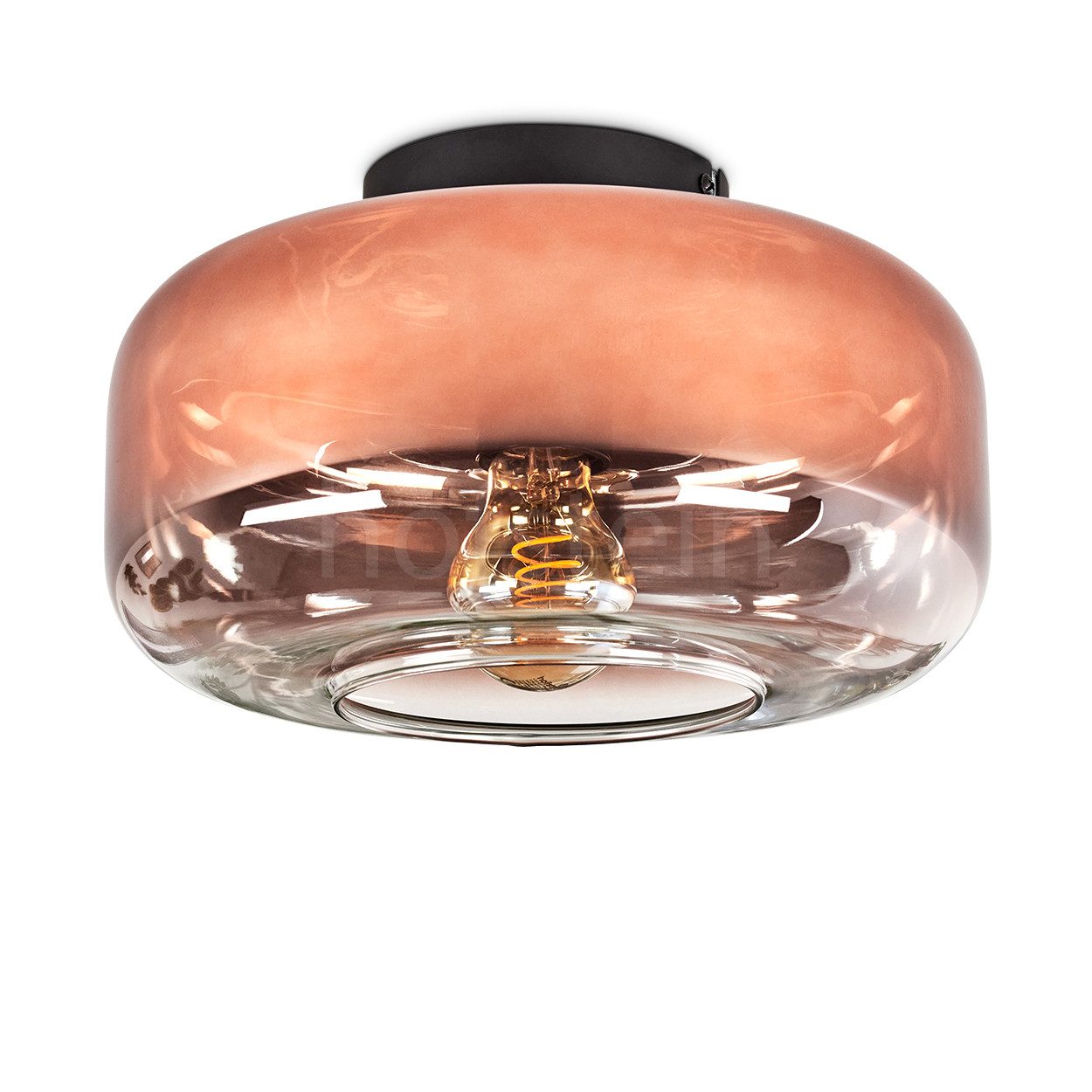 hofstein Deckenleuchte Deckenlampe aus Metall/Glas in Schwarz/Kupferfarben/ günstig online kaufen