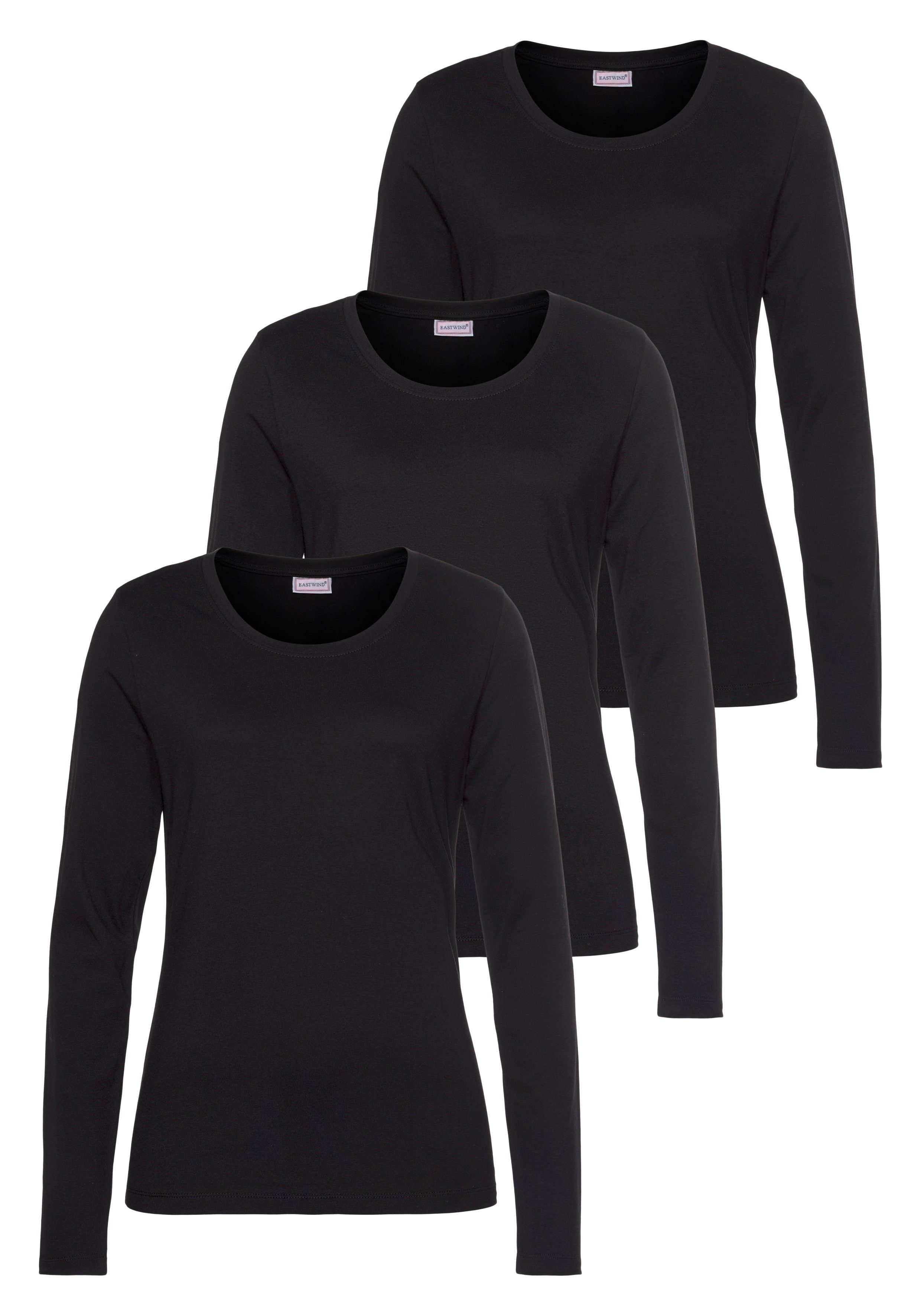 Eastwind Langarmshirt (3er-Pack) Langarm, im Basic-Stil, günstig online kaufen