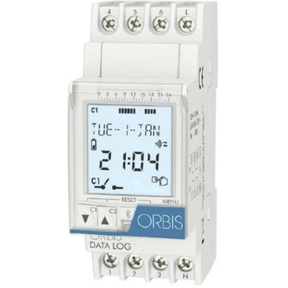 ORBIS Zeitschalttechnik Zeitschaltuhr digit, V 230 V DATA Zeitschalttechnik ORBIS LOG Hutschienen-Zeitschaltuhr LOG 230 DATA