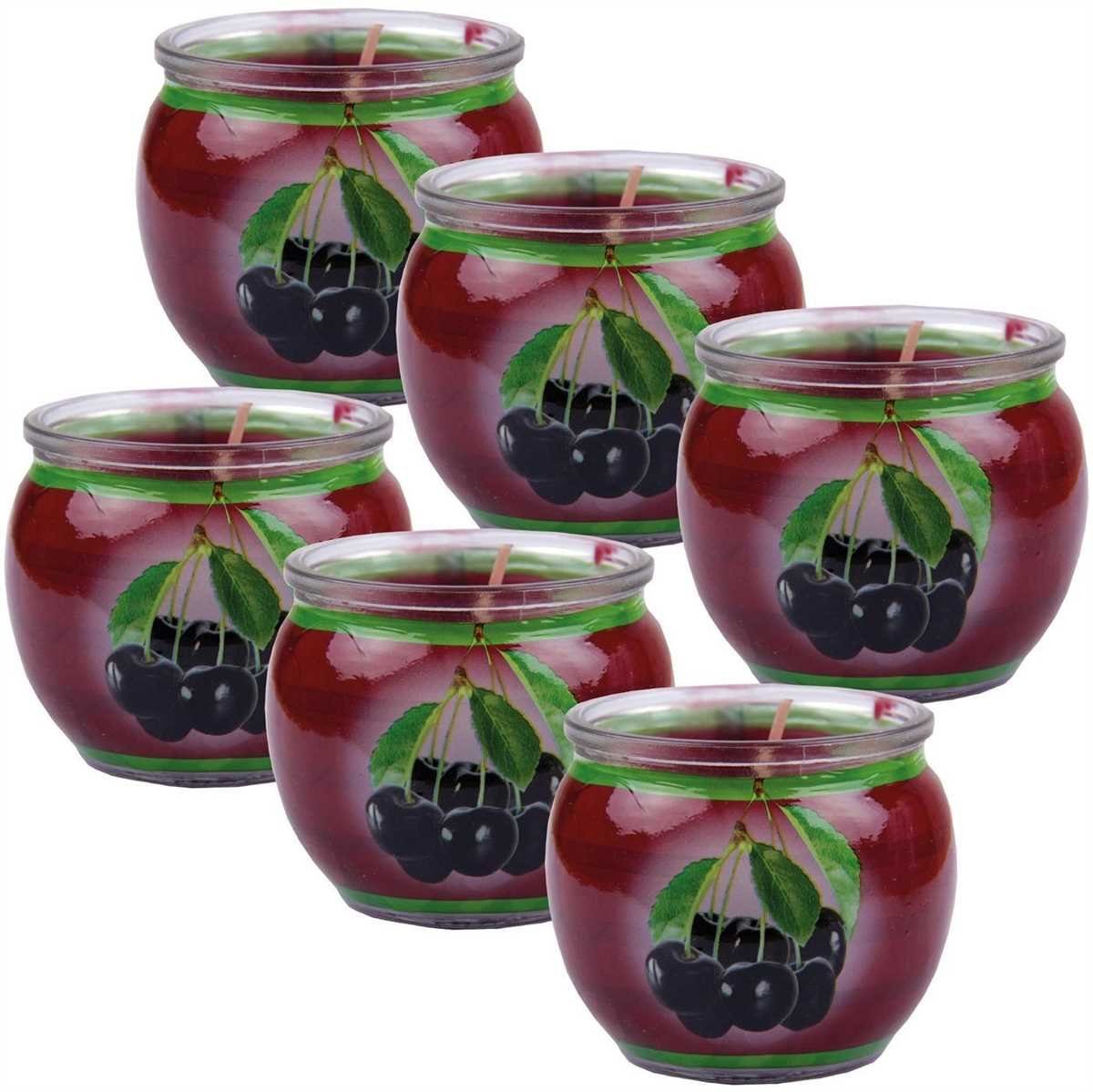 HS Candle Duftkerze (6-tlg), Kerze im Glas, Motiv-Kerze im 6er Pack mit ca. 22 Std. Brenndauer