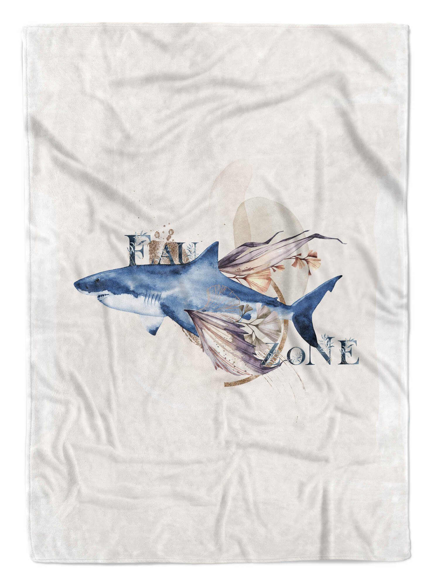 Art Kunstvoll Motiv, Handtuch (1-St), Handtuch Hai Baumwolle-Polyester-Mix Kuscheldecke Strandhandtuch Handtücher Ozean Saunatuch Sinus Raubfisch