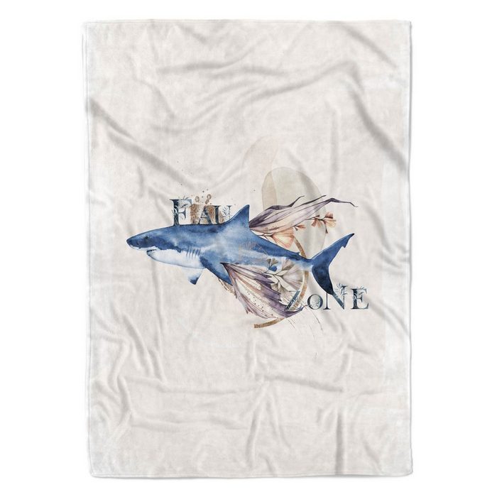 Sinus Art Handtücher Handtuch Strandhandtuch Saunatuch Kuscheldecke Kunstvoll Ozean Hai Raubfisch Motiv Baumwolle-Polyester-Mix (1-St) Handtuch