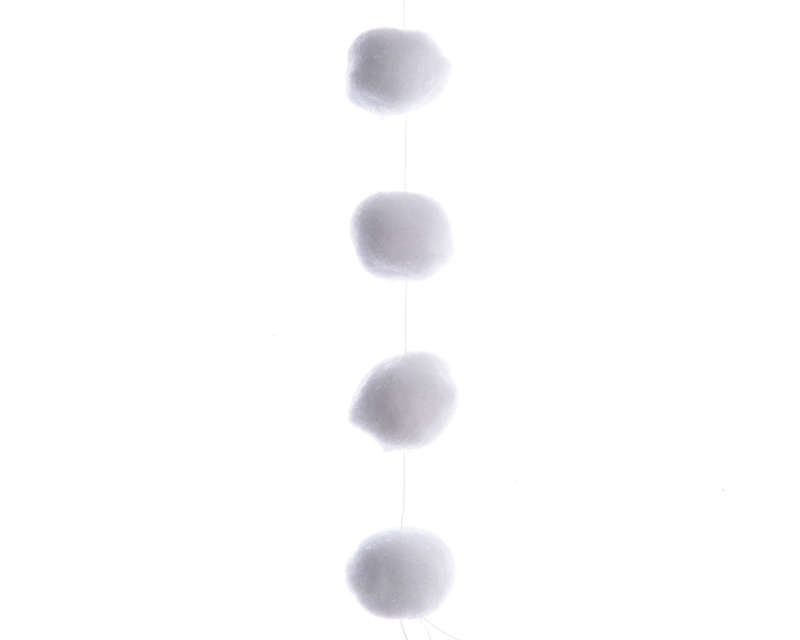 Kaemingk Гірлянда декоративна, Schnee Girlande 4cm x 1,8m mit Wattebällchen Weiß