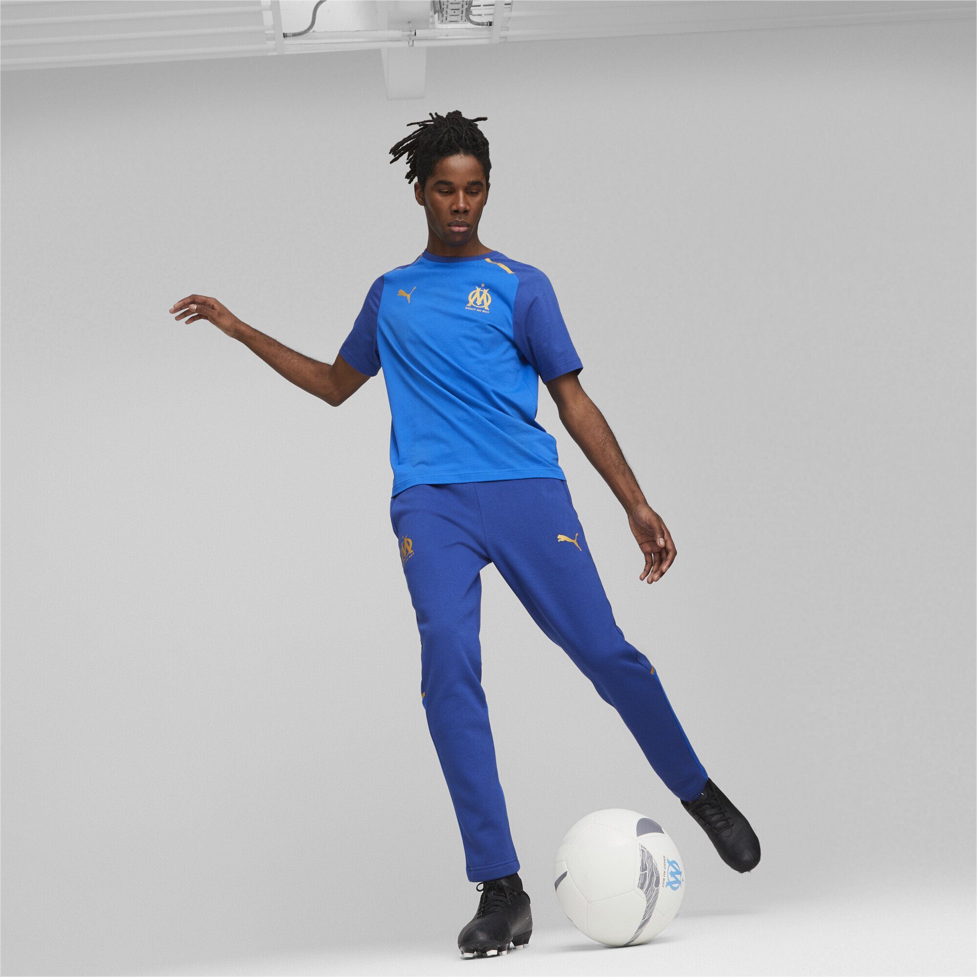 PUMA T-Shirt Olympique de Royal Herren Team Blue Football Casuals Marseille Clyde T-Shirt