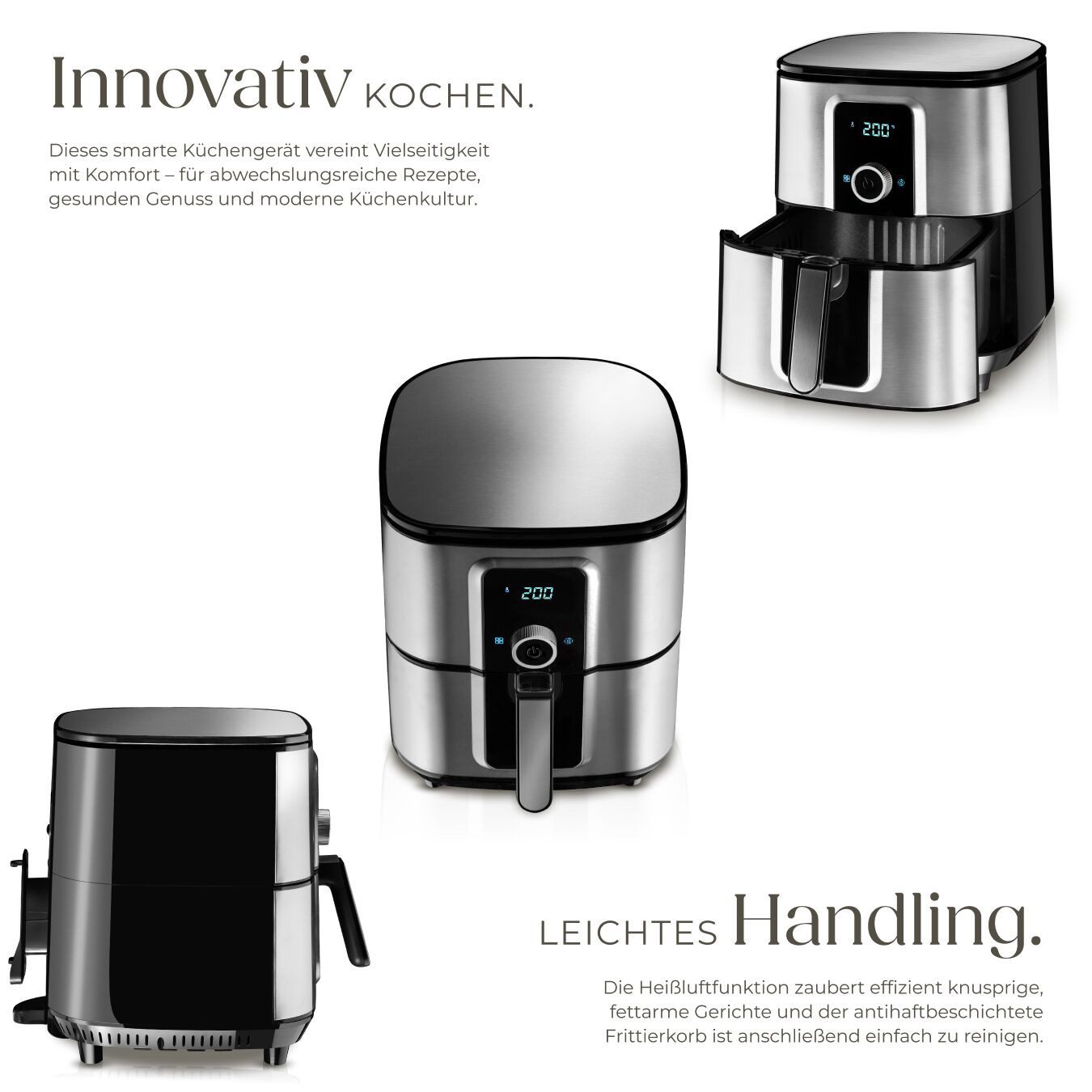 tectake Heißluftfritteuse, 1800 W, 10,2 l, 1800 W